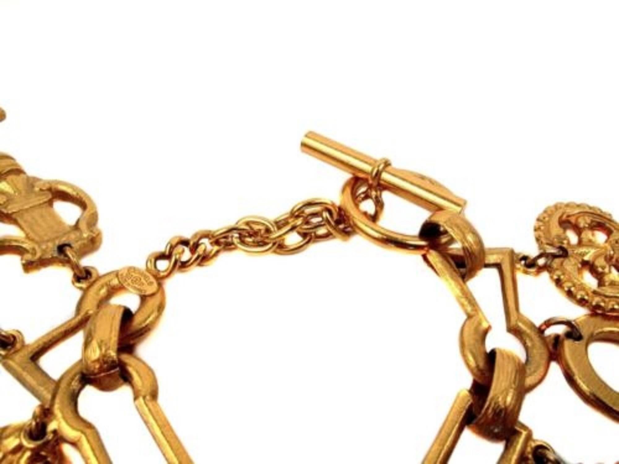 Collectible Chanel 1993 Spring Gold Tone Skeleton Key Charm Bracelet  In Excellent Condition In Palm Beach, FL