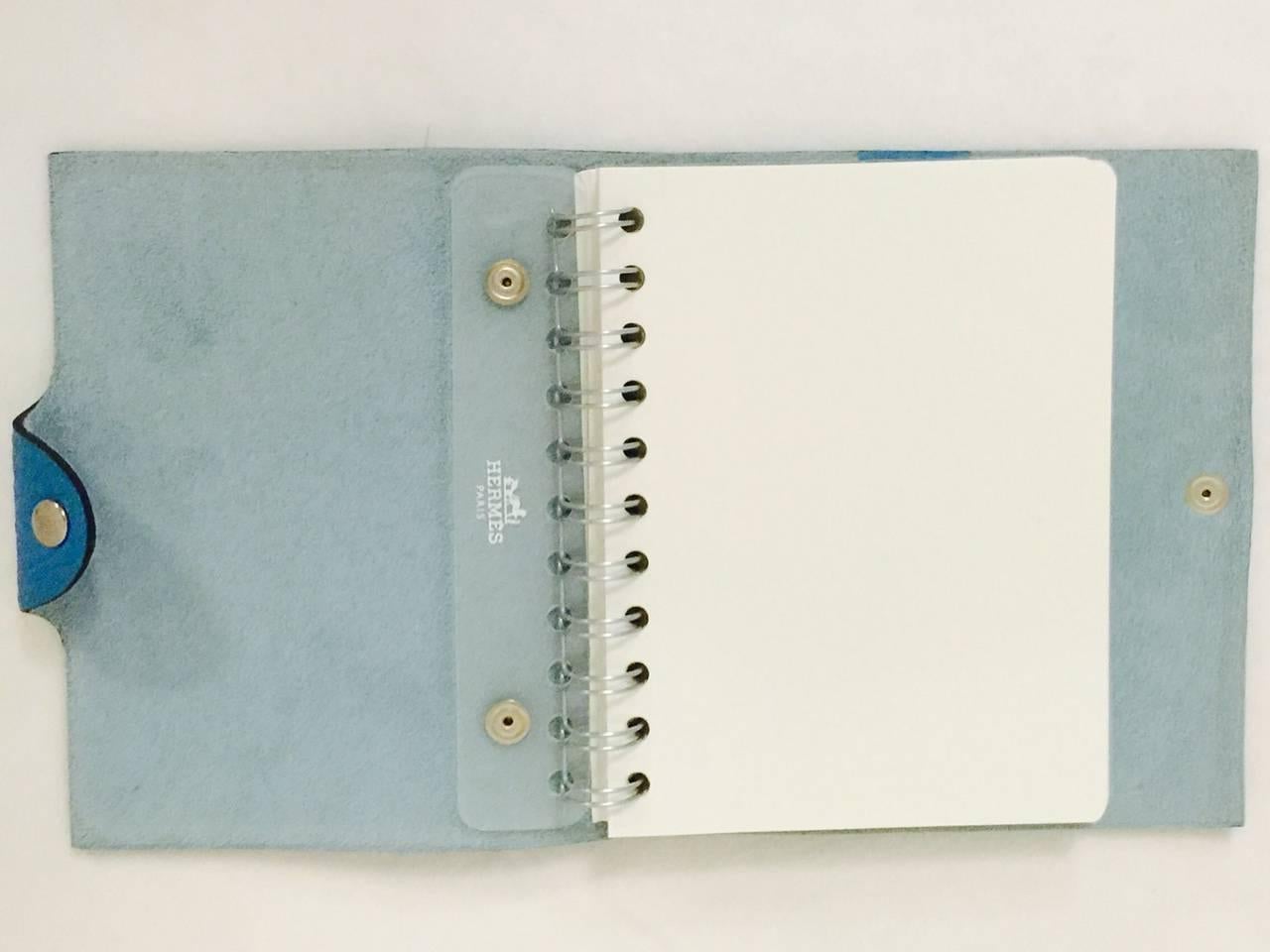 Hermes Ulysse Notebook Blue Jean Togo Leather PHW In Excellent Condition In Palm Beach, FL