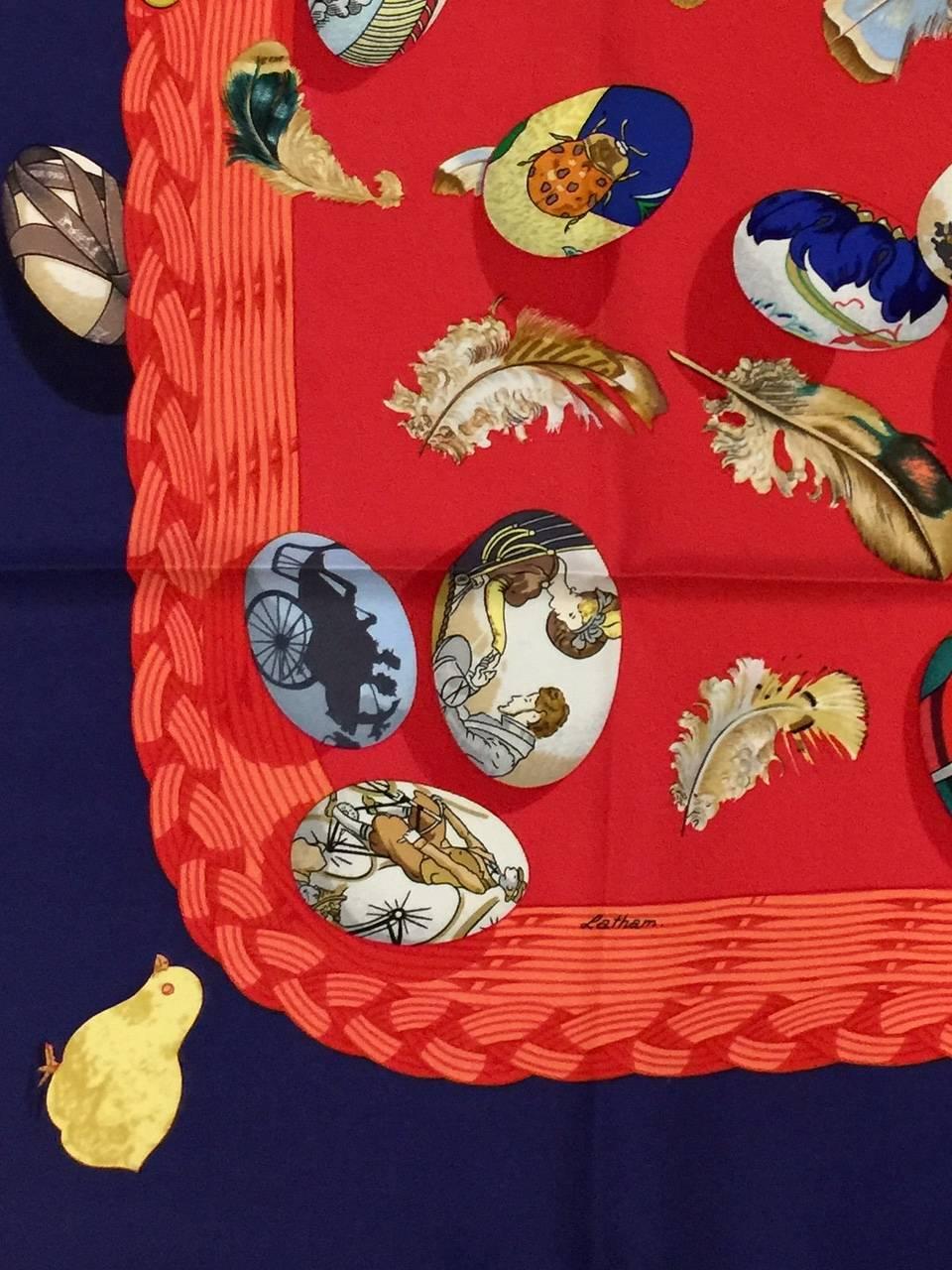 Women's 1994 Hermes Couvee d'Hermes Red Silk Twill Scarf by Cathy Latham 