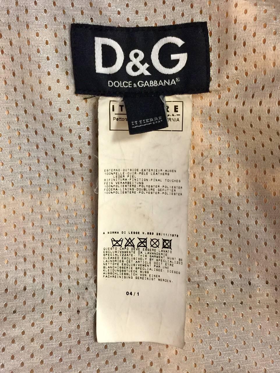 Men's D & G Dolce & Gabbana Leather Bomber Jacket in Shades of Tobacco In Excellent Condition In Palm Beach, FL