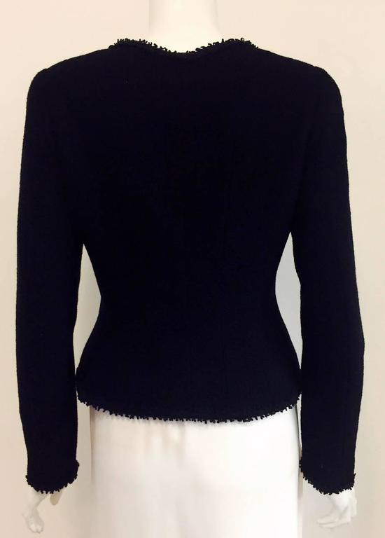 Chanel Boutique Black Wool Boucle Jacket W Signature Mother of Pearl Buttons  at 1stDibs
