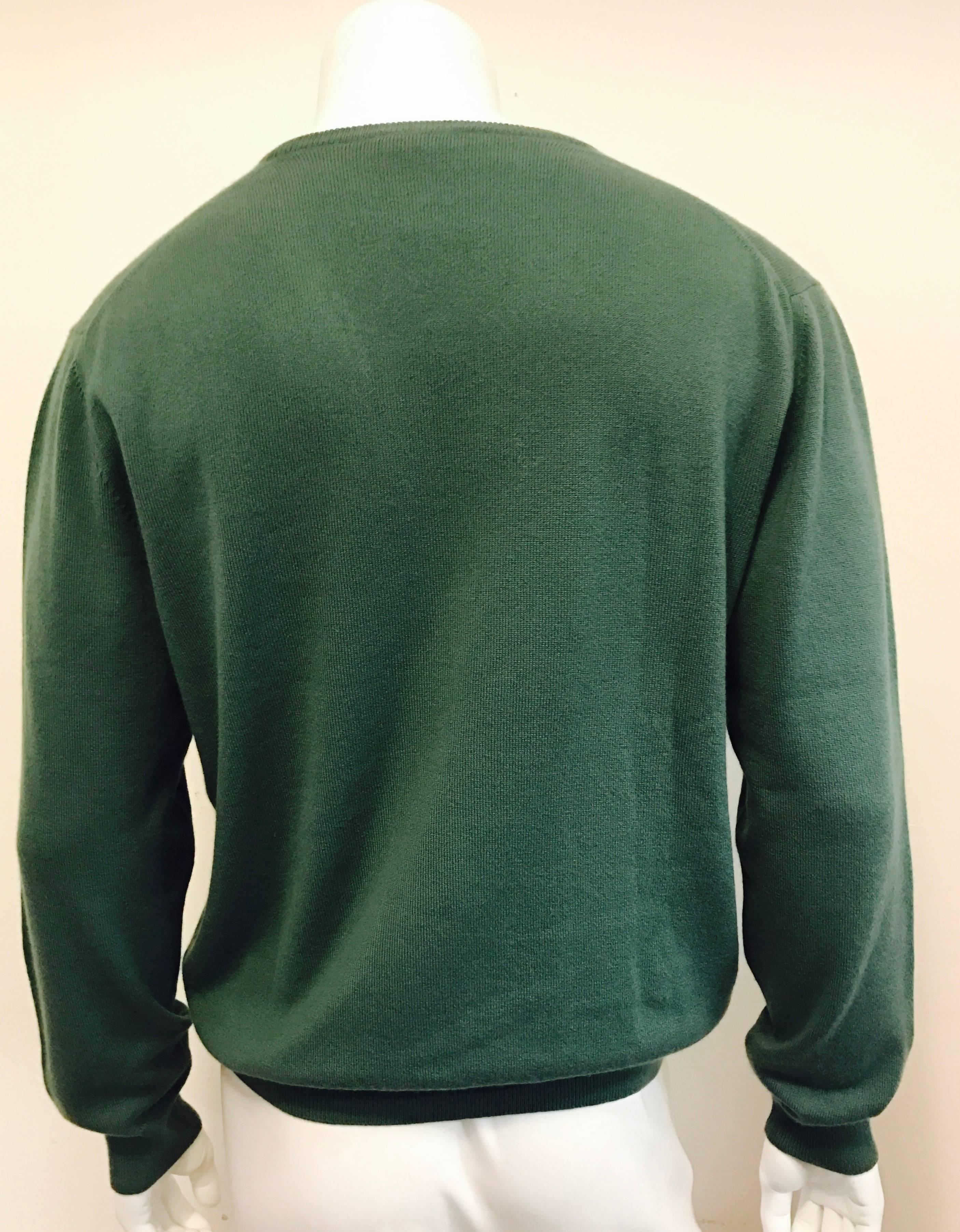 Men's Loro Piana Baby Cashmere V Neck Pullover in Soft Teal In Excellent Condition In Palm Beach, FL