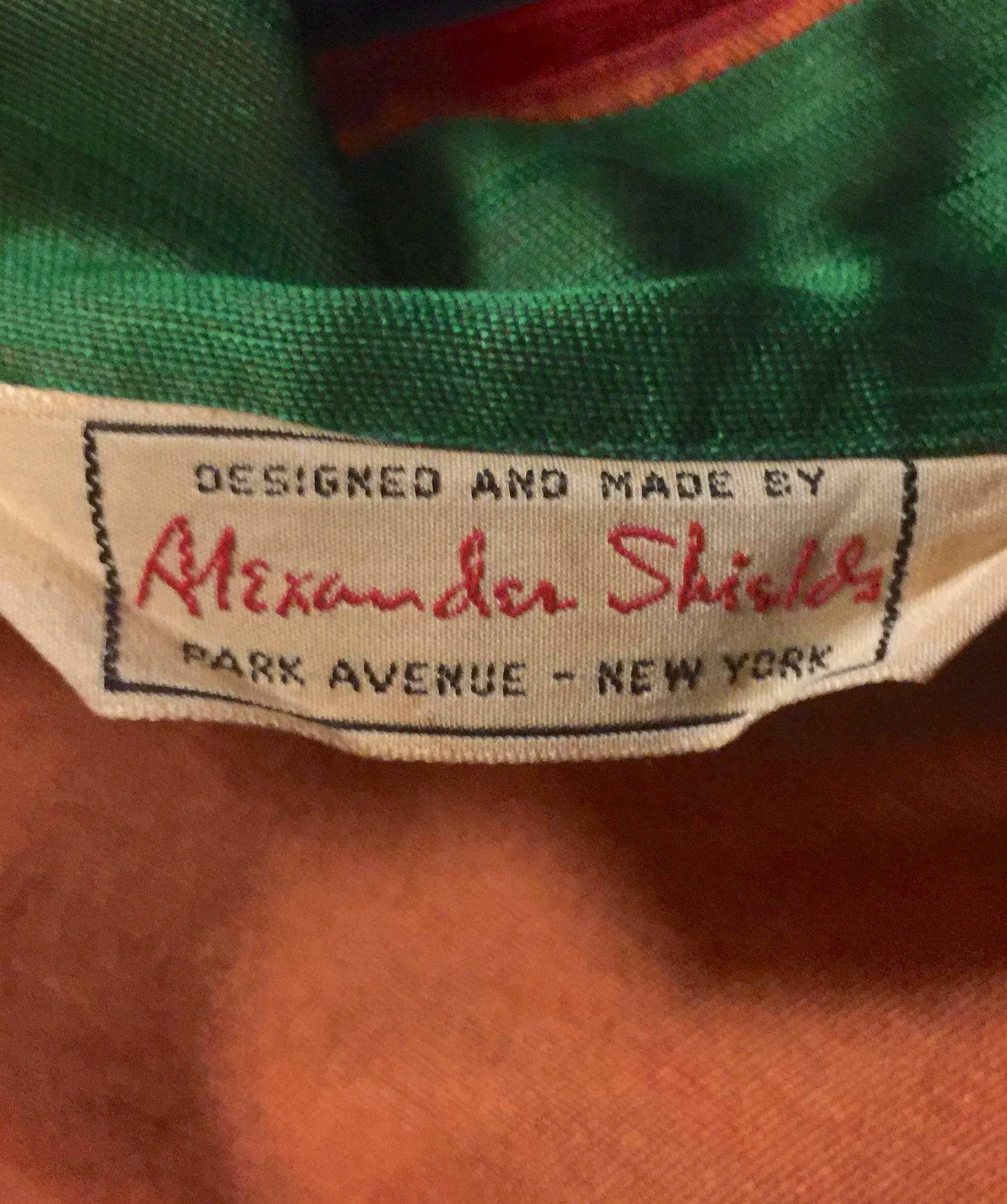 Black Men's Vintage Alexander Shields Struped Slub Textured Acetate Robe