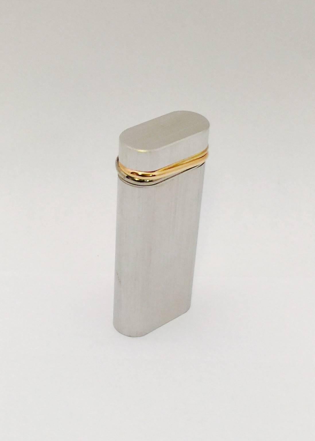 Beige Cartier ca.1990's Lighter in Silver Plate, Brand New in Box