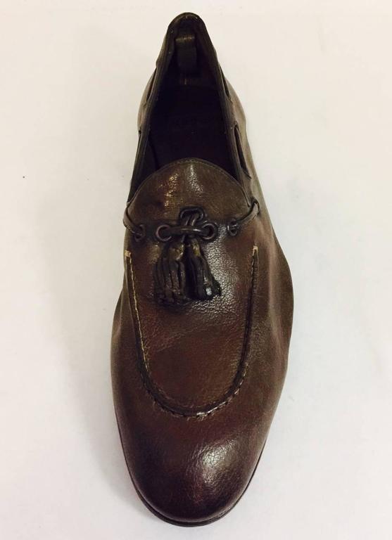 Men's Raparo Italian Tassel Loafer in Antiqued Olive/Brown Size 8 1/2 ...