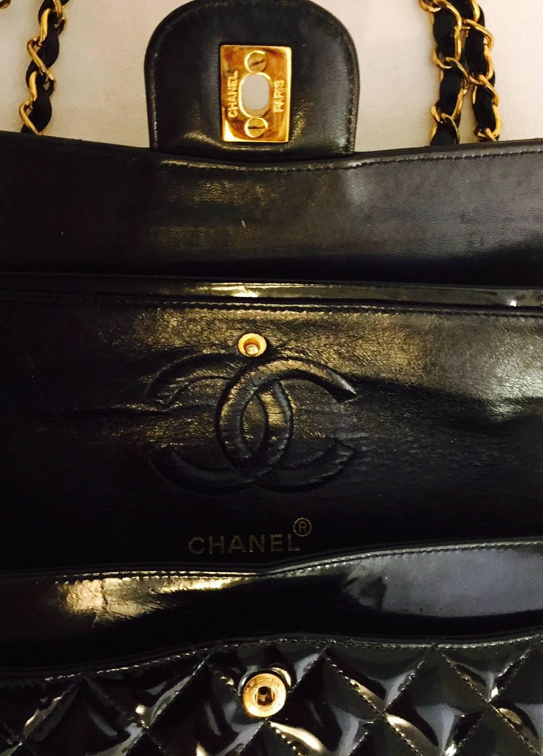 Chanel Black Patent Classic Flap Bag Small-Gold Tone Hardware No. 3960312 2