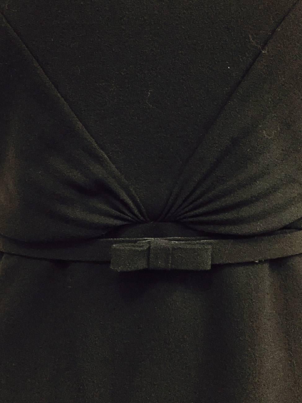 Valentino Black Wool Crepe Sleeveless Sheath Dress With Pleated Bodice  1