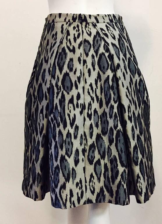 Carolina Herrera Leopard Print Ribbed Satin Bell Skirt For Sale at 1stdibs