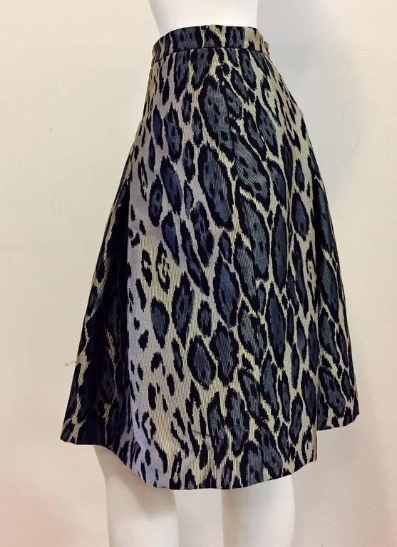 Carolina Herrera Leopard Print Ribbed Satin Bell Skirt For Sale at 1stdibs