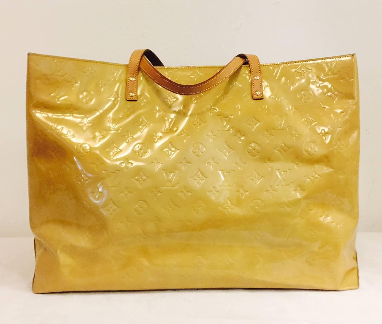 Yellow Louis Vuitton Jaune Passion Monogram Vernis Reade GM Tote Bag