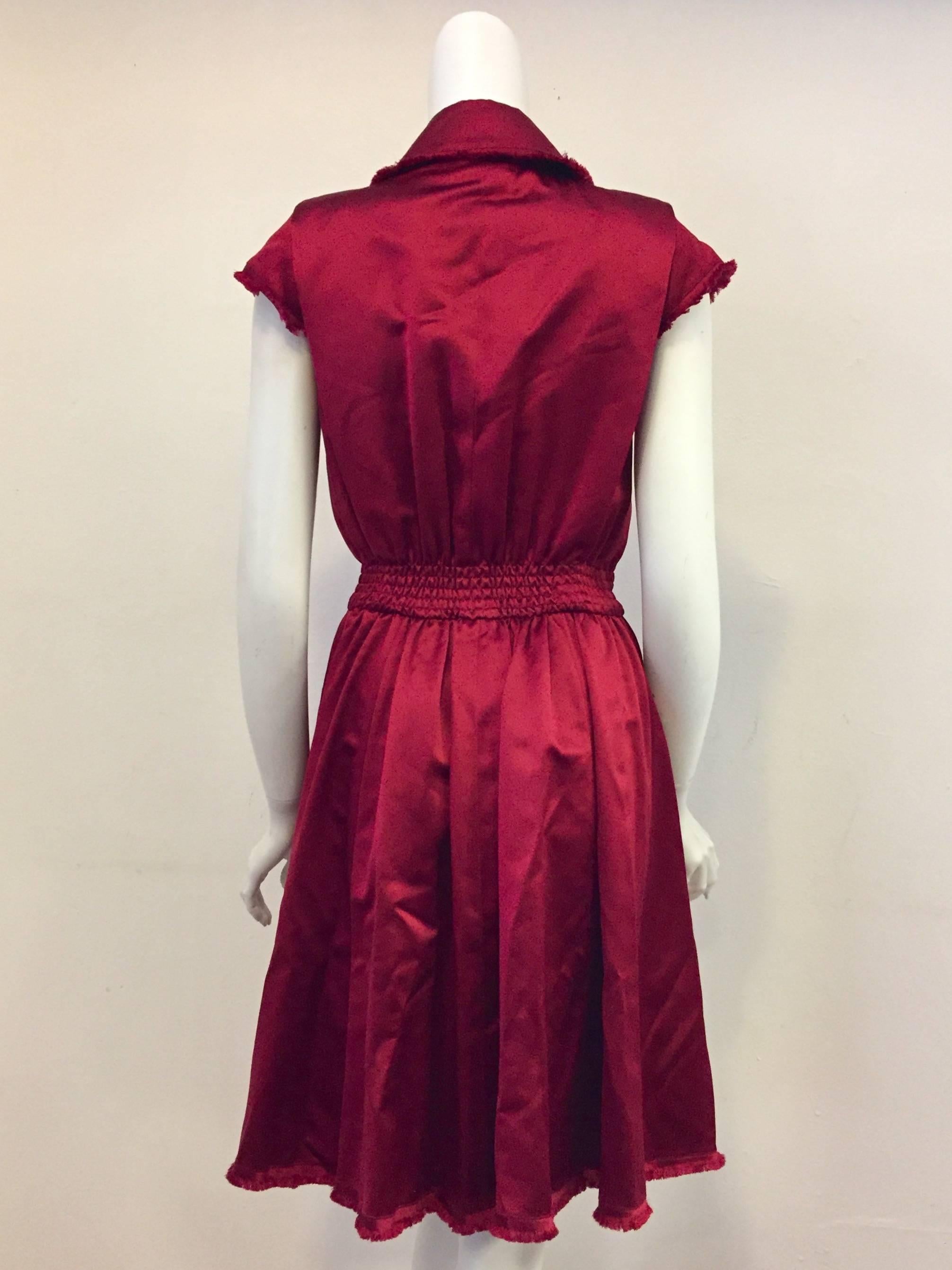 Red Chanel Silk and Satin Casual Day Dress