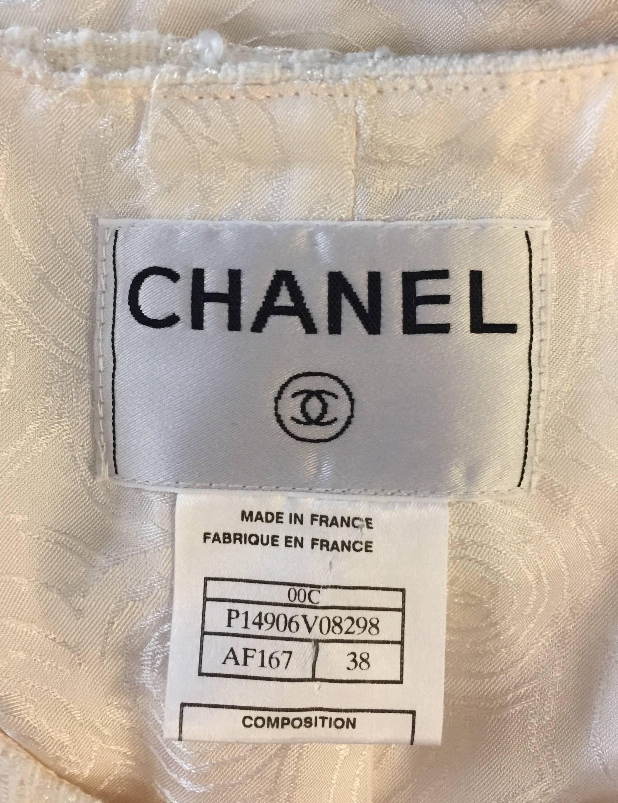 Captivating Chanel Jacket in Ivory with Transparent Sequins tTroughout For Sale 1