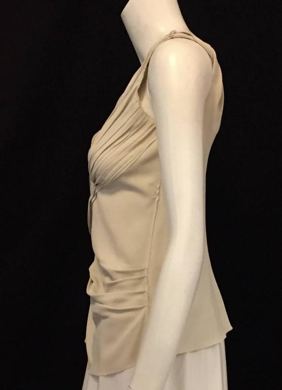 Picture Perfect Prada Pleated Sleeveless Blouse in Soft Beige Viscose ...