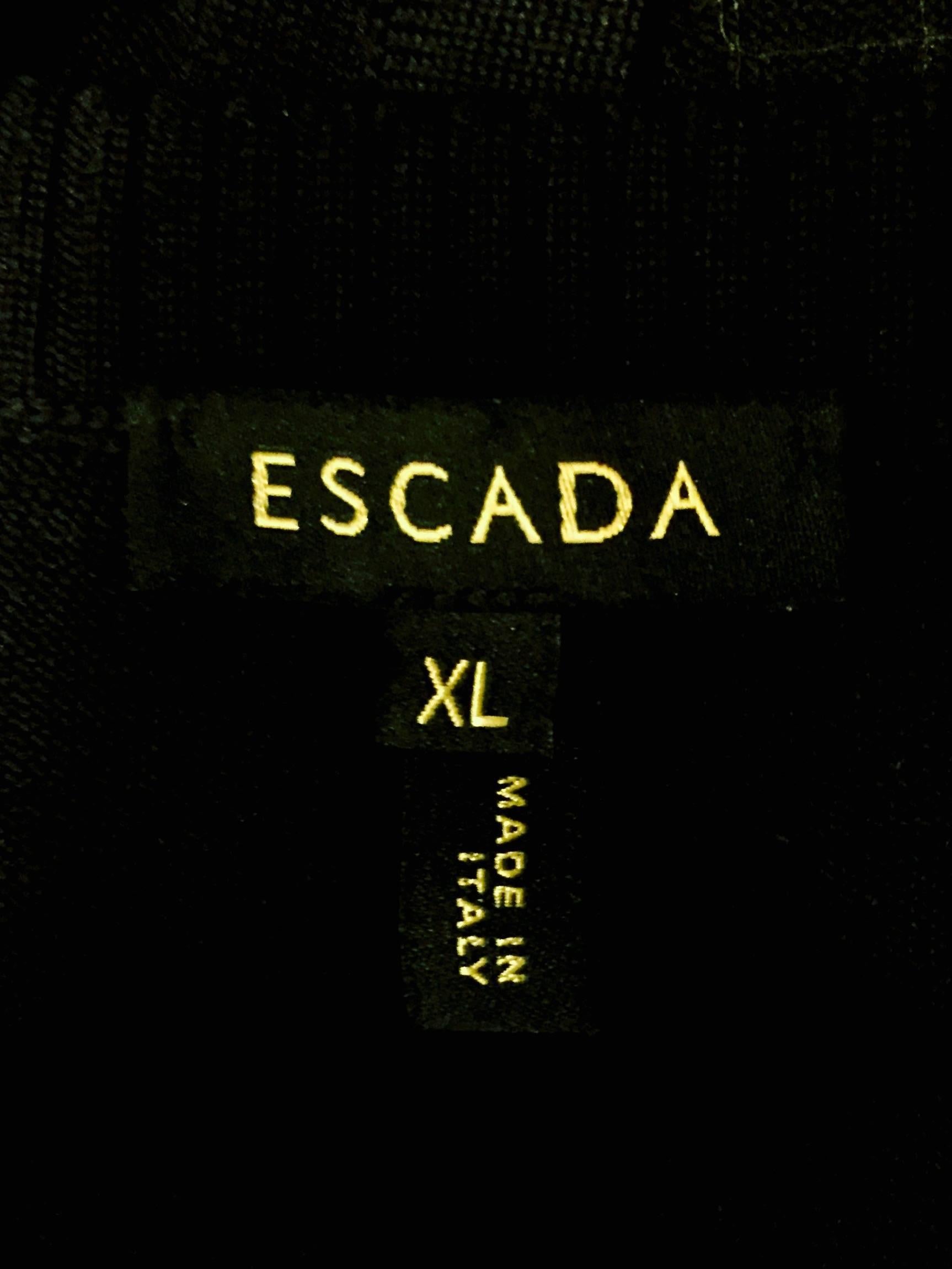 Escada Navy Wool & Silk Blend Twinset W Black Passementerie Thread Detail 3