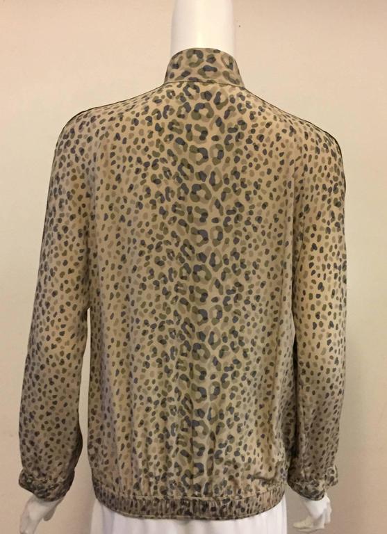 Glorious Gucci Beige and Green Leopard Print Silk Bomber Style Jacket ...