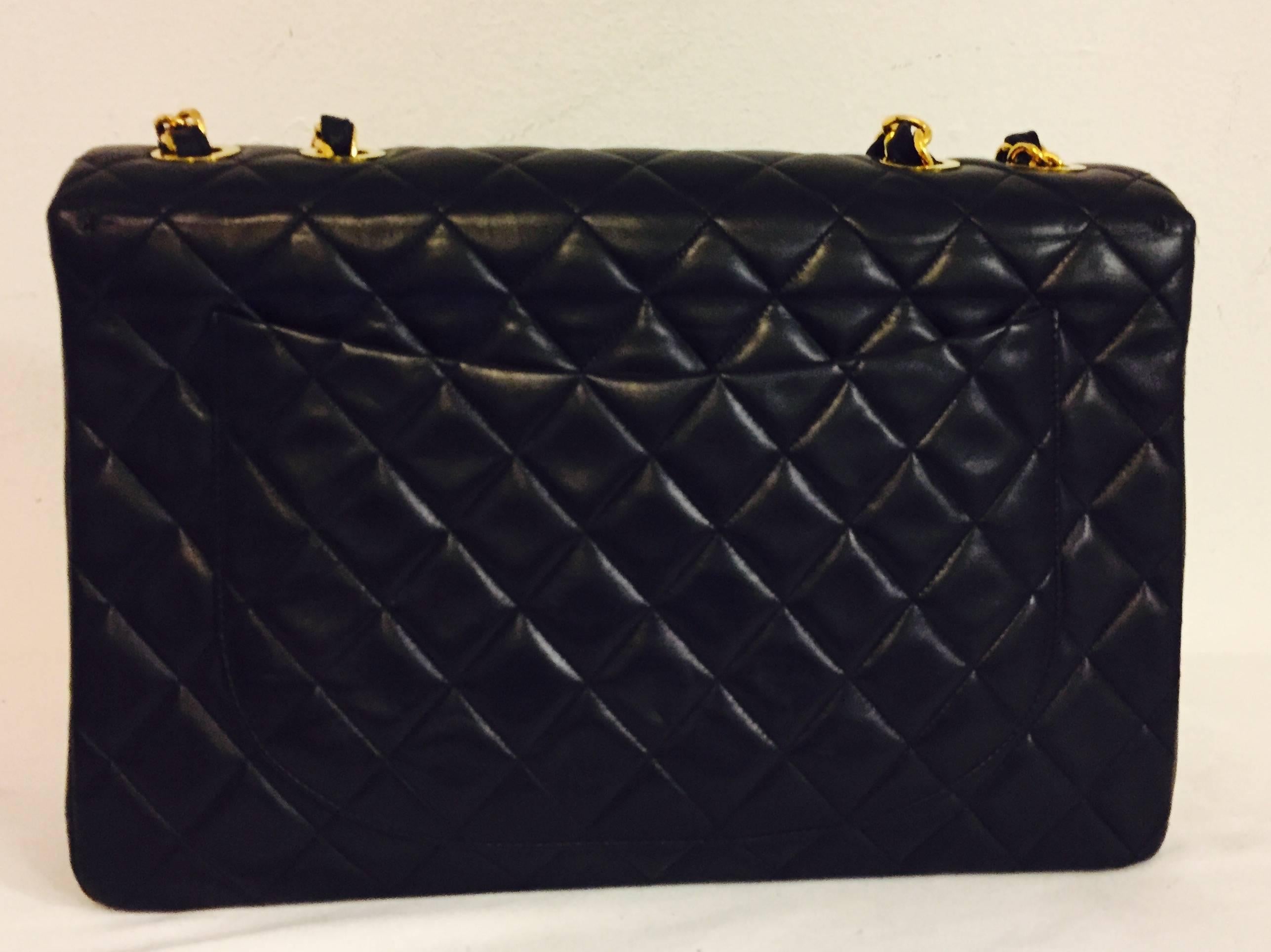 Classic Chanel Single Flap Handbag in Black Quilted Lambskin 1