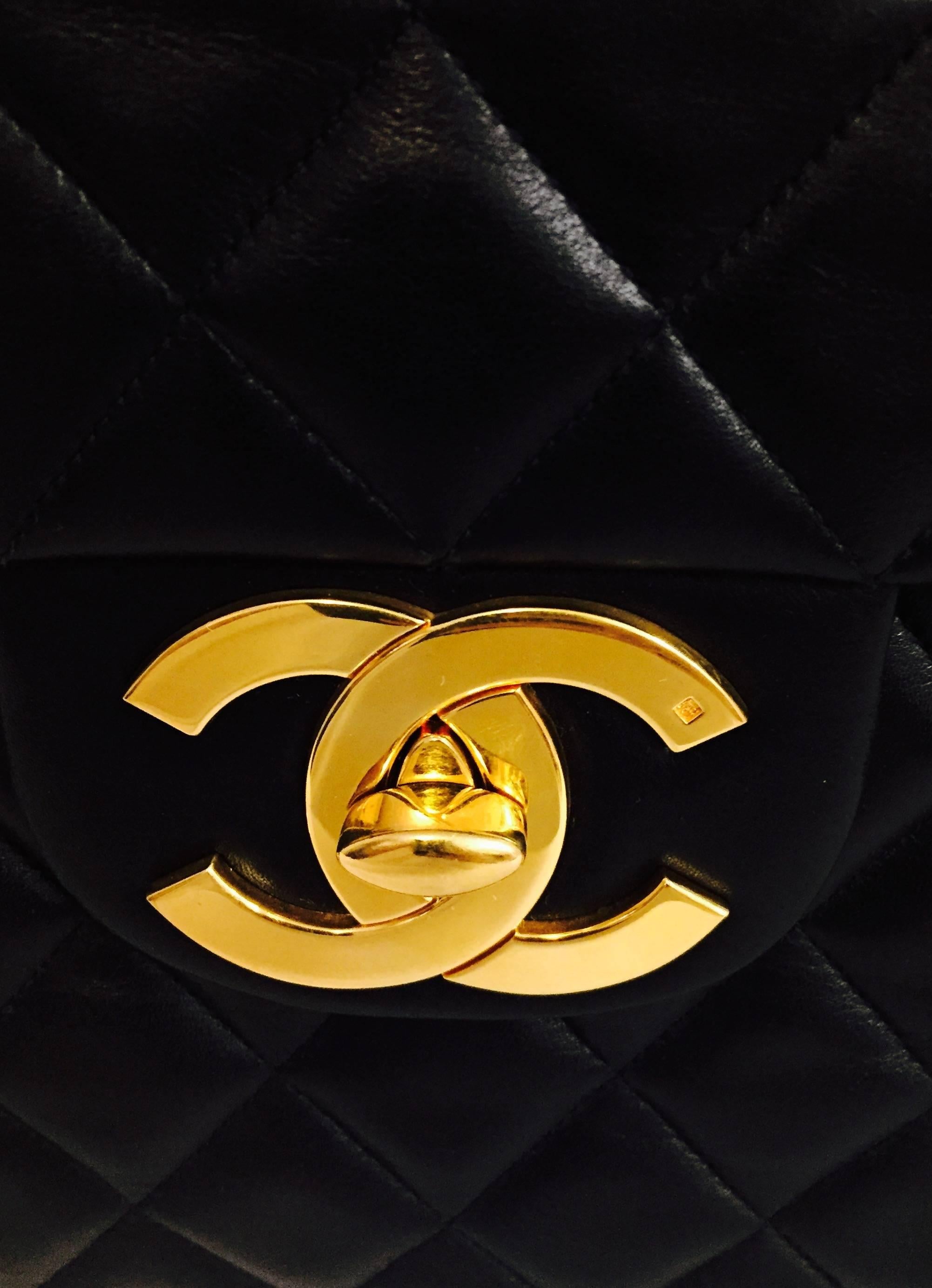 Classic Chanel Single Flap Handbag in Black Quilted Lambskin 2