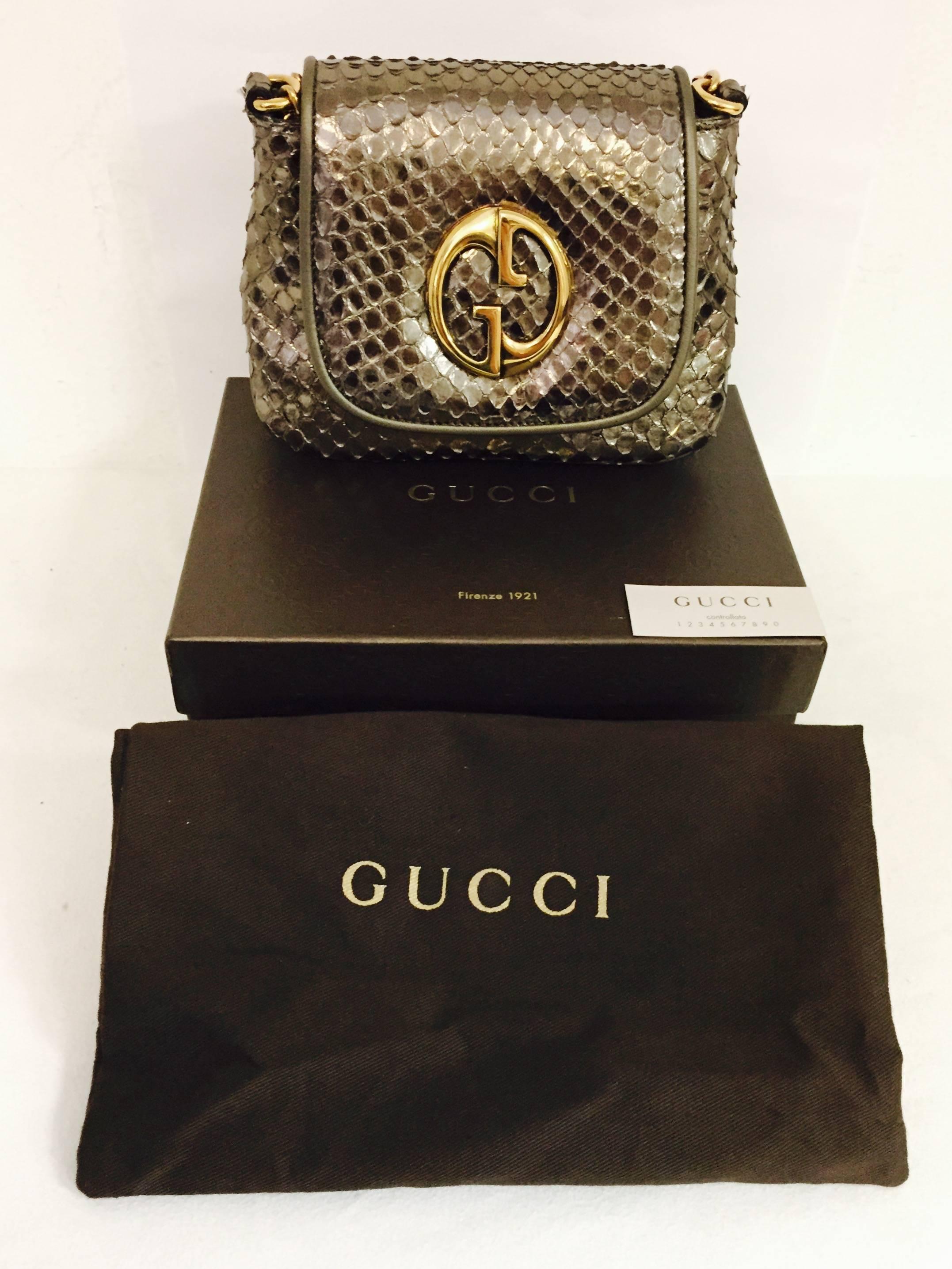 Gucci Cross body Python Bag with Gold Tone Chain, 1973  2