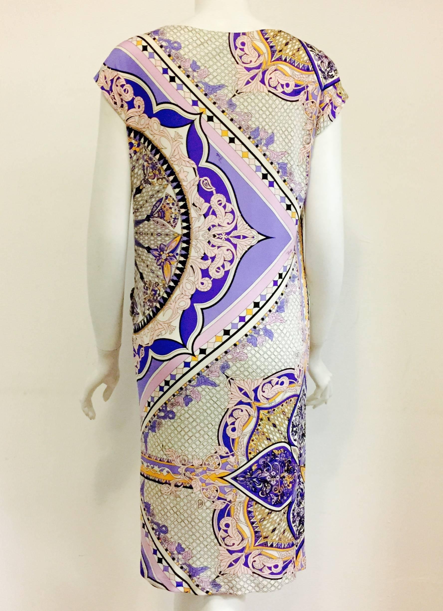 Emilio Pucci Silk Sheath With Circle Designs in Purple and Lavender In Excellent Condition For Sale In Palm Beach, FL