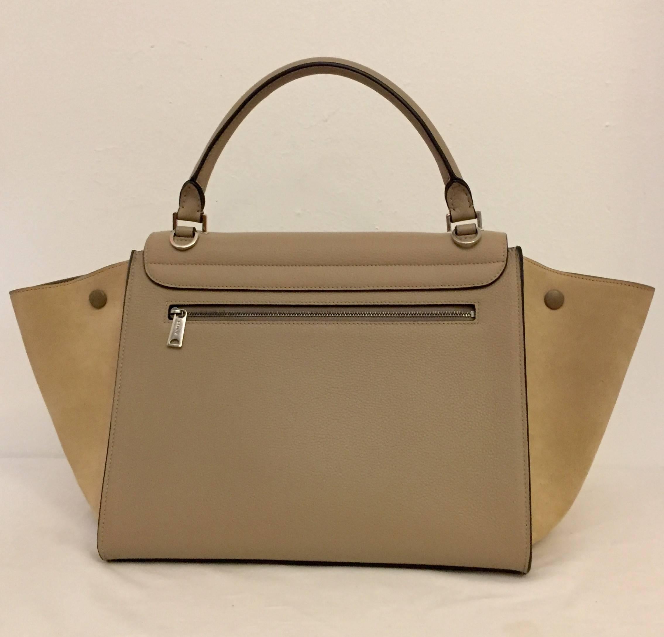 Brown Coveted Celine Taupe Leather Trapeze Medium Bag