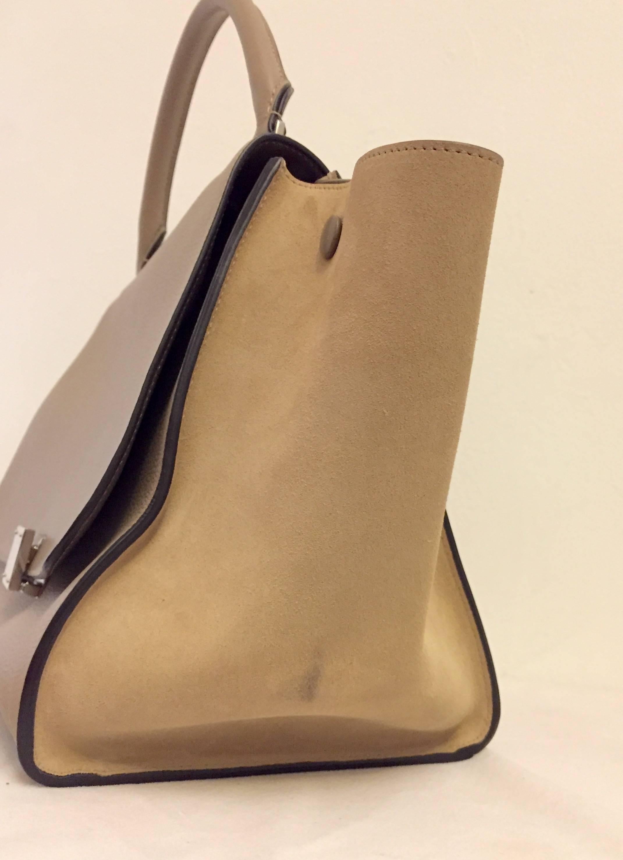 Coveted Celine Taupe Leather Trapeze Medium Bag 1