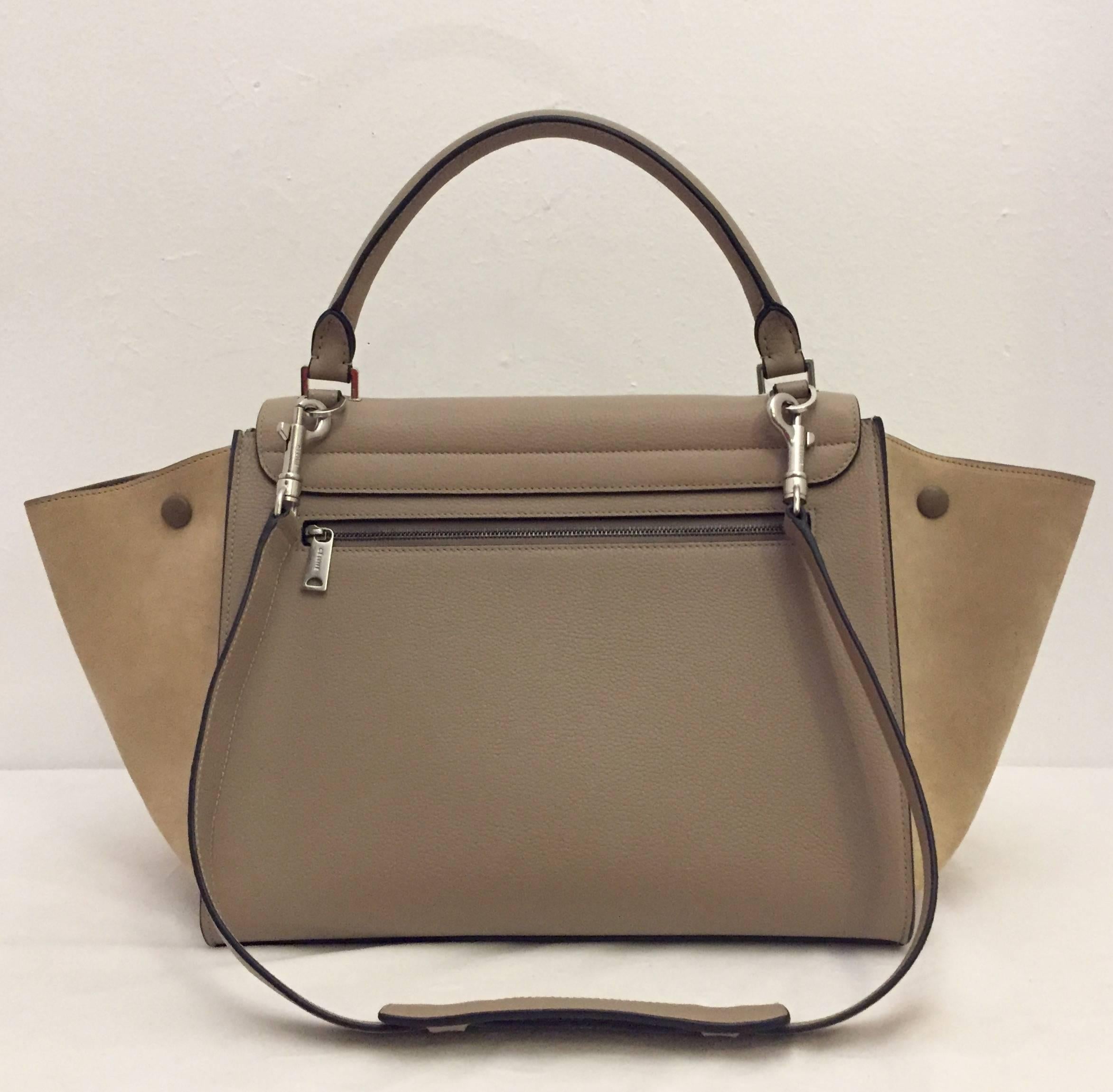 Coveted Celine Taupe Leather Trapeze Medium Bag 2