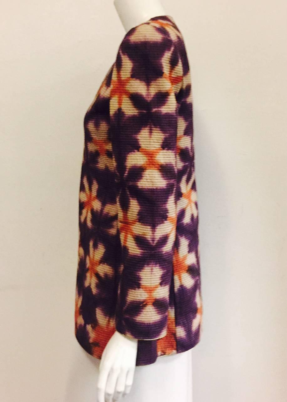 Women's Mary McFadden's Purple/Orange and Beige Collarless Jacket 