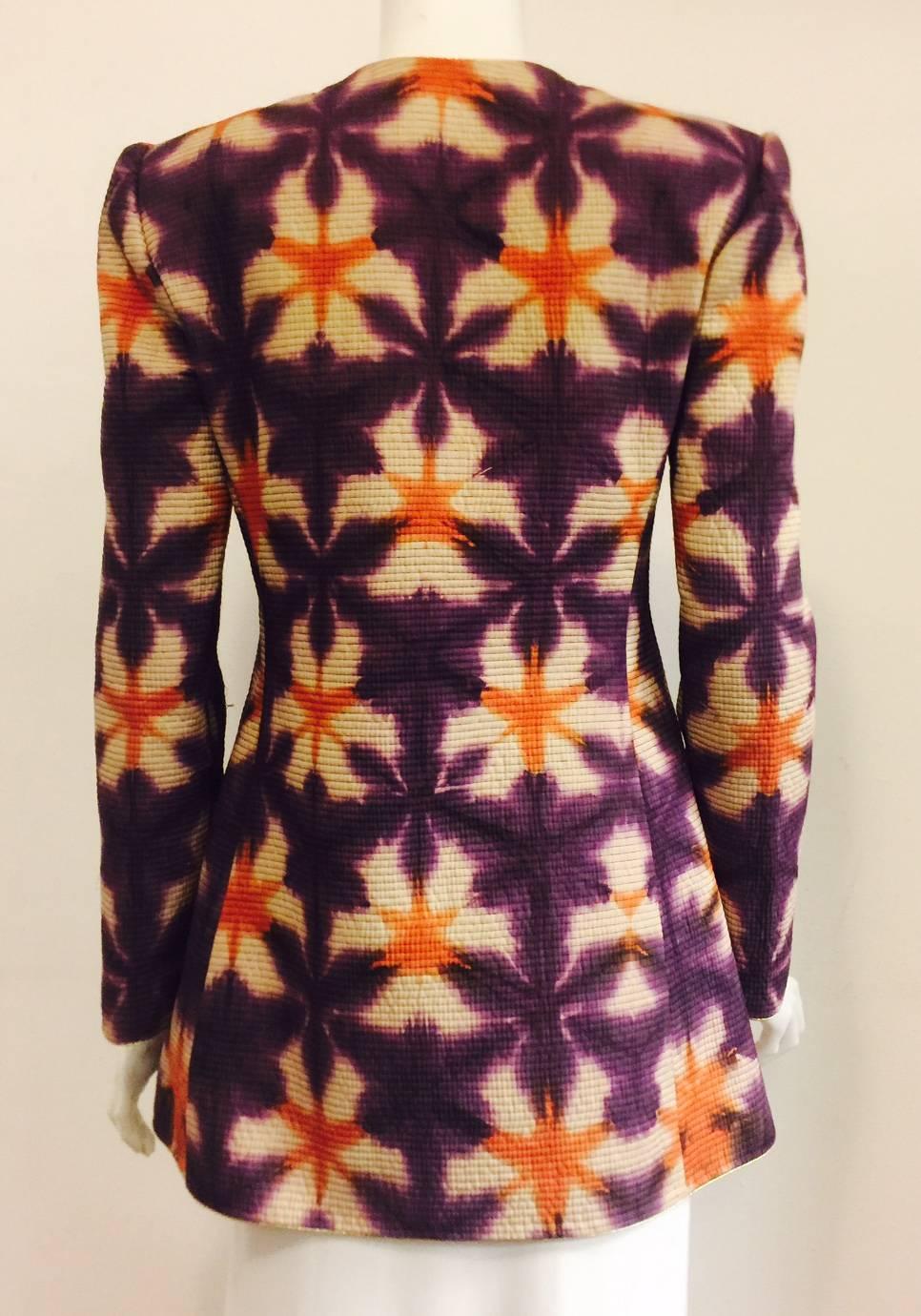 Mary McFadden's Purple/Orange and Beige Collarless Jacket  In Good Condition In Palm Beach, FL