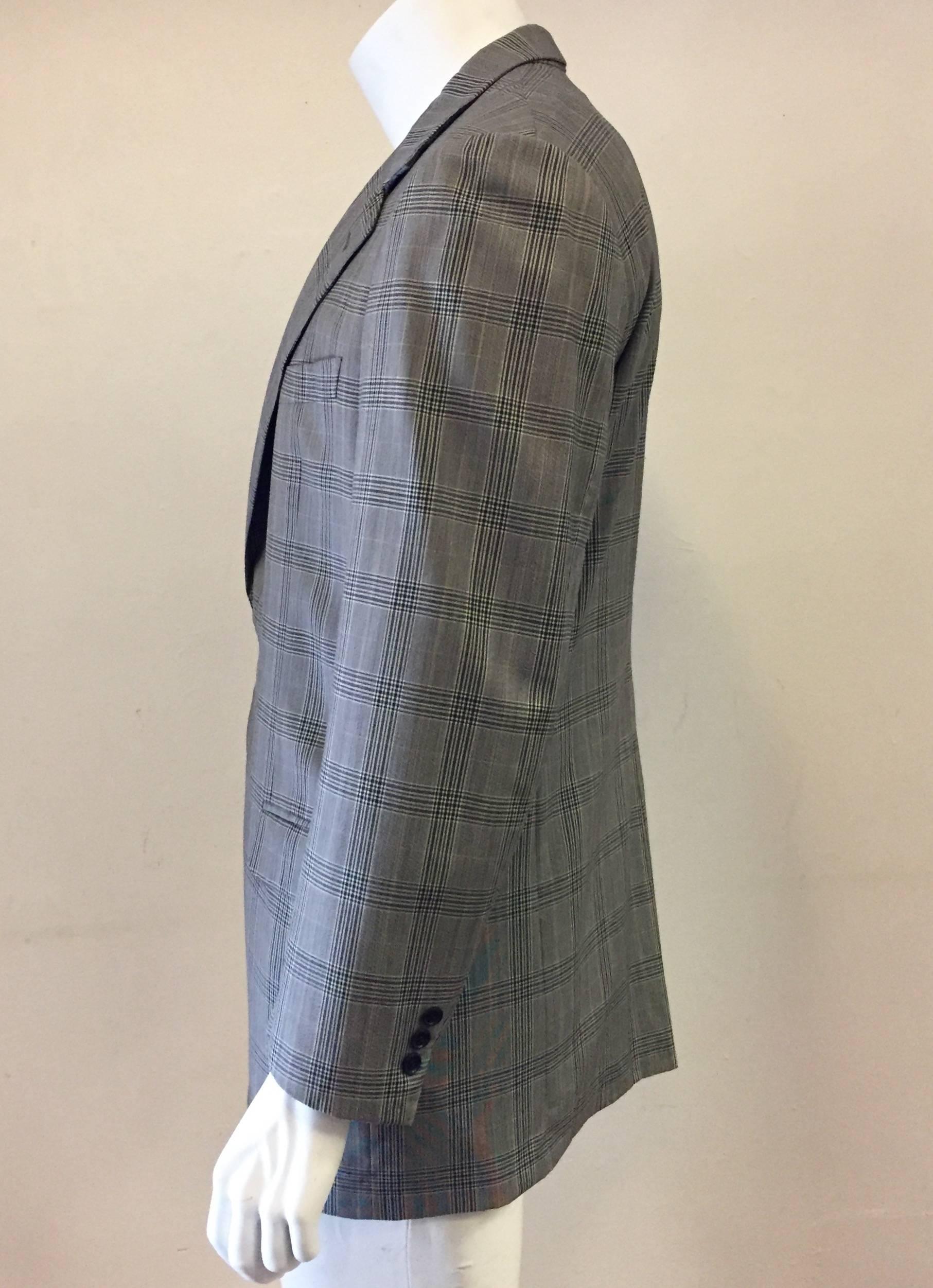 Brioni Bellissimo 100% Wool Heathered Windowpane Grey on Grey Jacket  In Excellent Condition In Palm Beach, FL