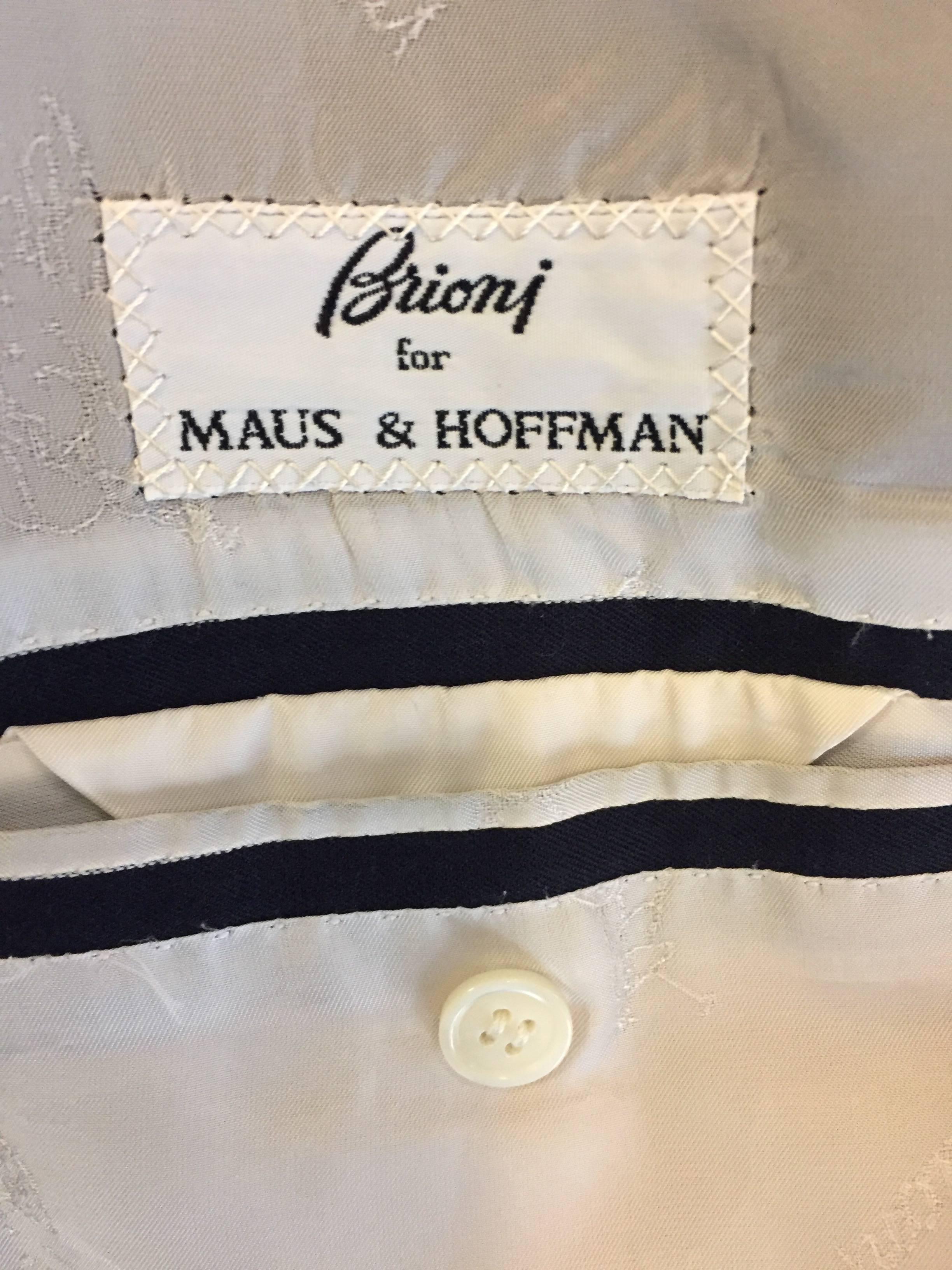Men's Brioni for Maus & Hoffman Cotton & Linen Stripe Jacket Navy & White 1