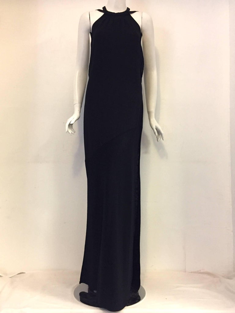 St. John Evening Black Backless Halter Dress w. Black Multifaceted ...