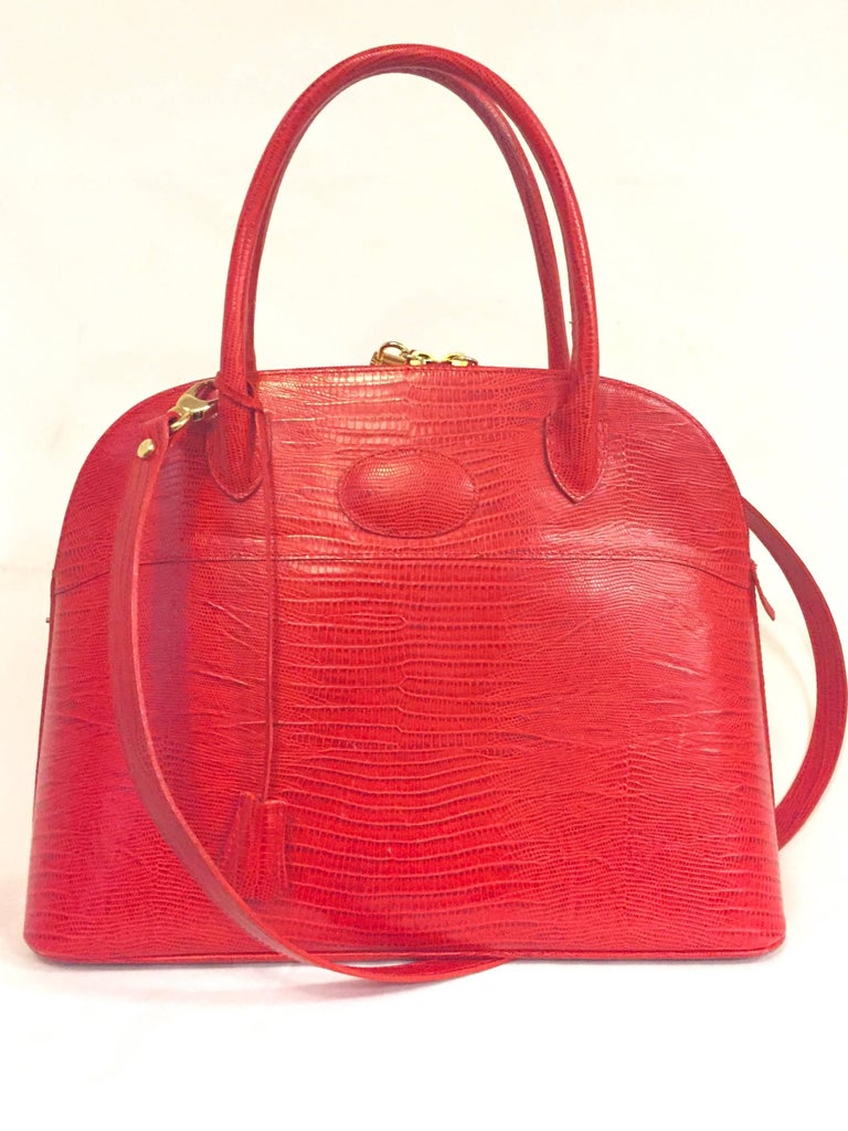 Francesco Rogani Croc Embossed Red Leather Handbag at 1stDibs ...