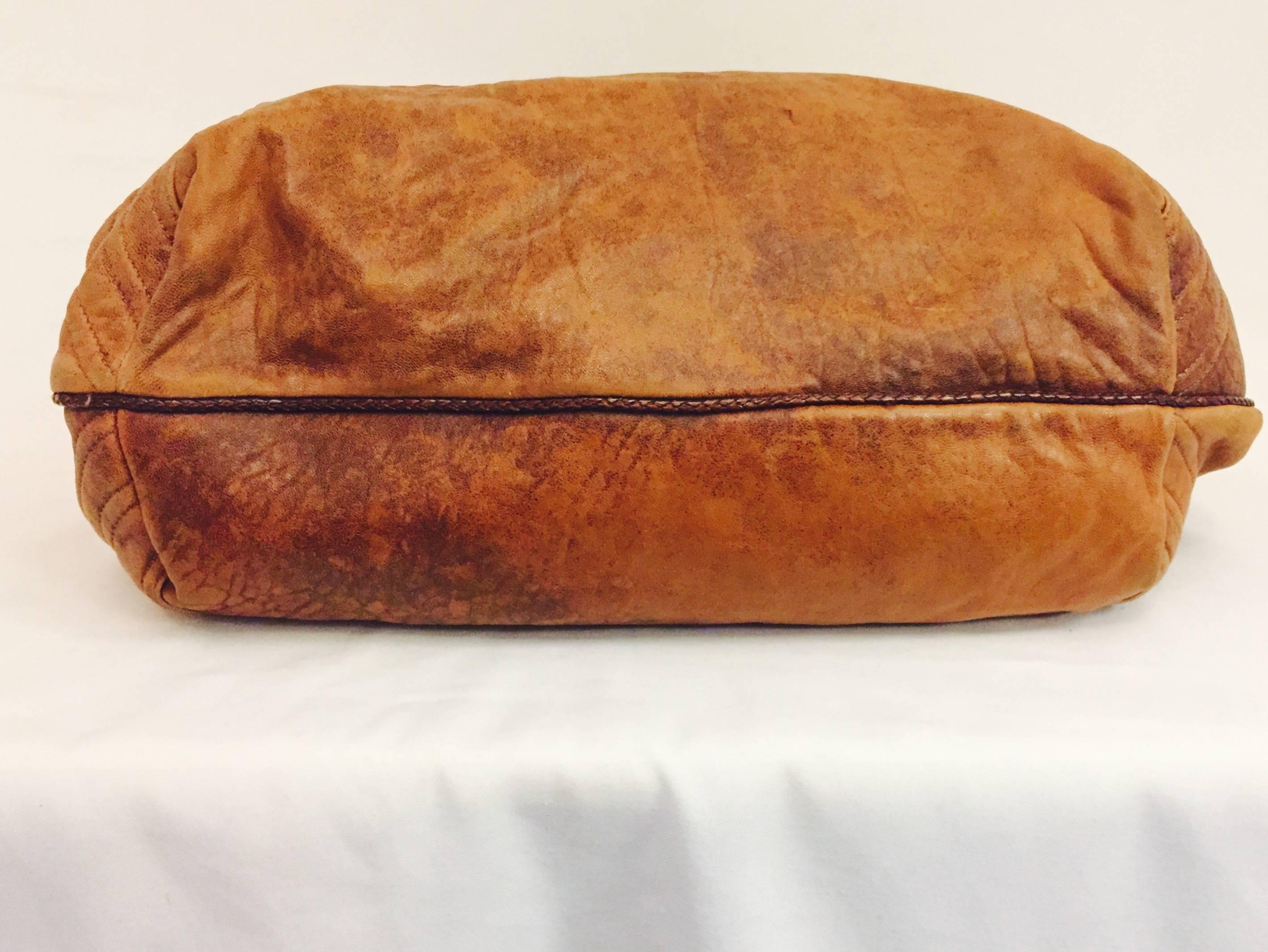 Brown Luscious Fendi Tan Distressed Leather Spy Hobo Handbag 