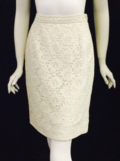 Ultimate Ungaro Ivory French Lace Pencil Skirt