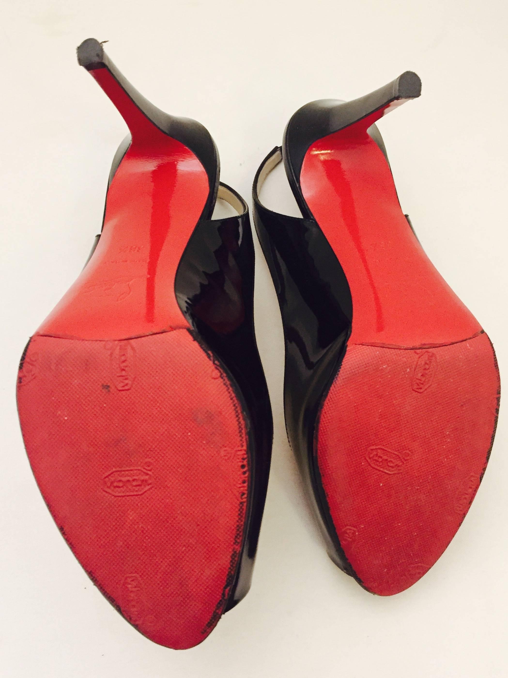 Women's Charismatic Christian Louboutin Black Patent Leather Slingback Heels