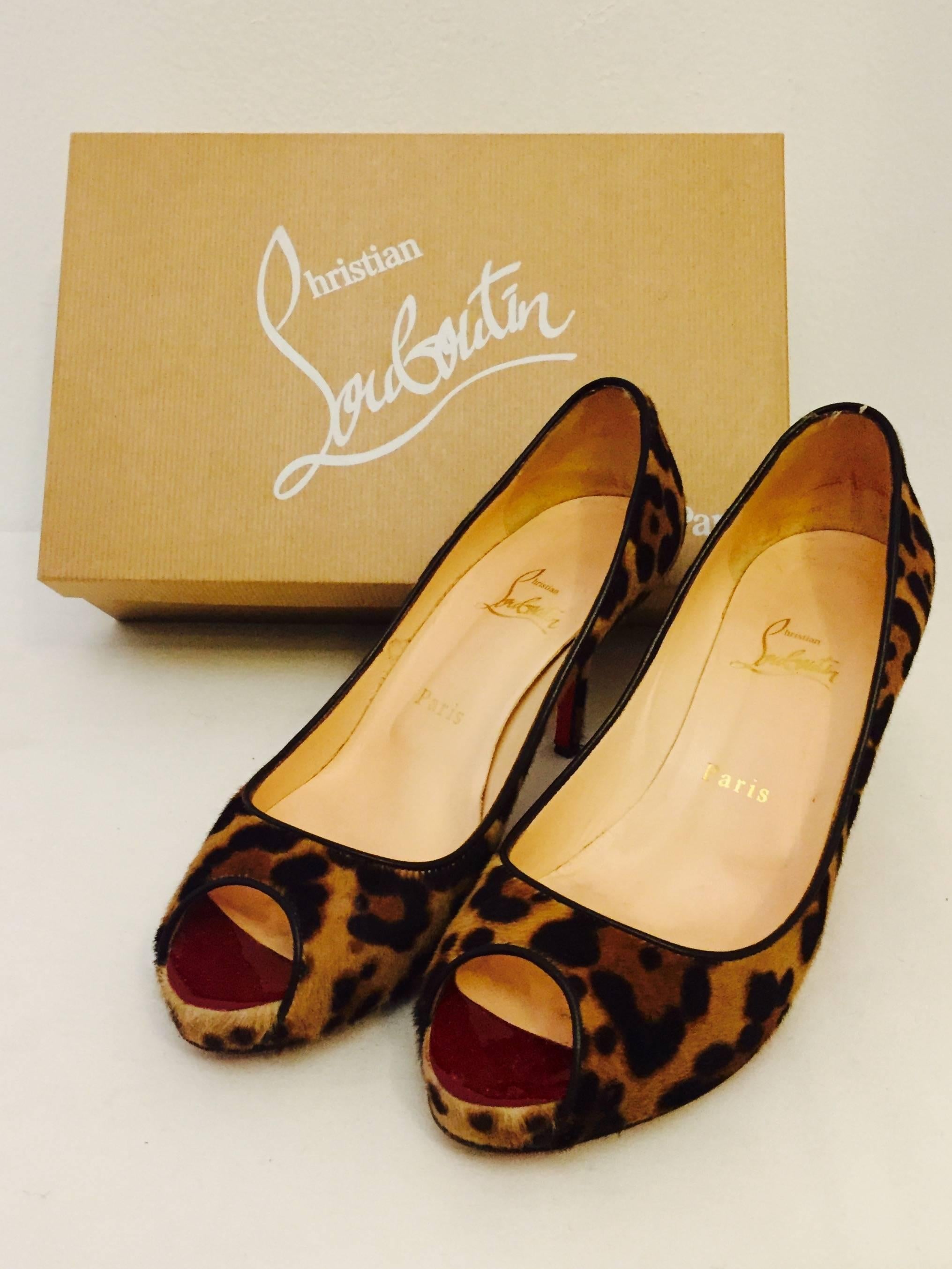 Luxurious Louboutin Printed Pony Hair & Peep Toe Heels Sexy and Glamorous 1