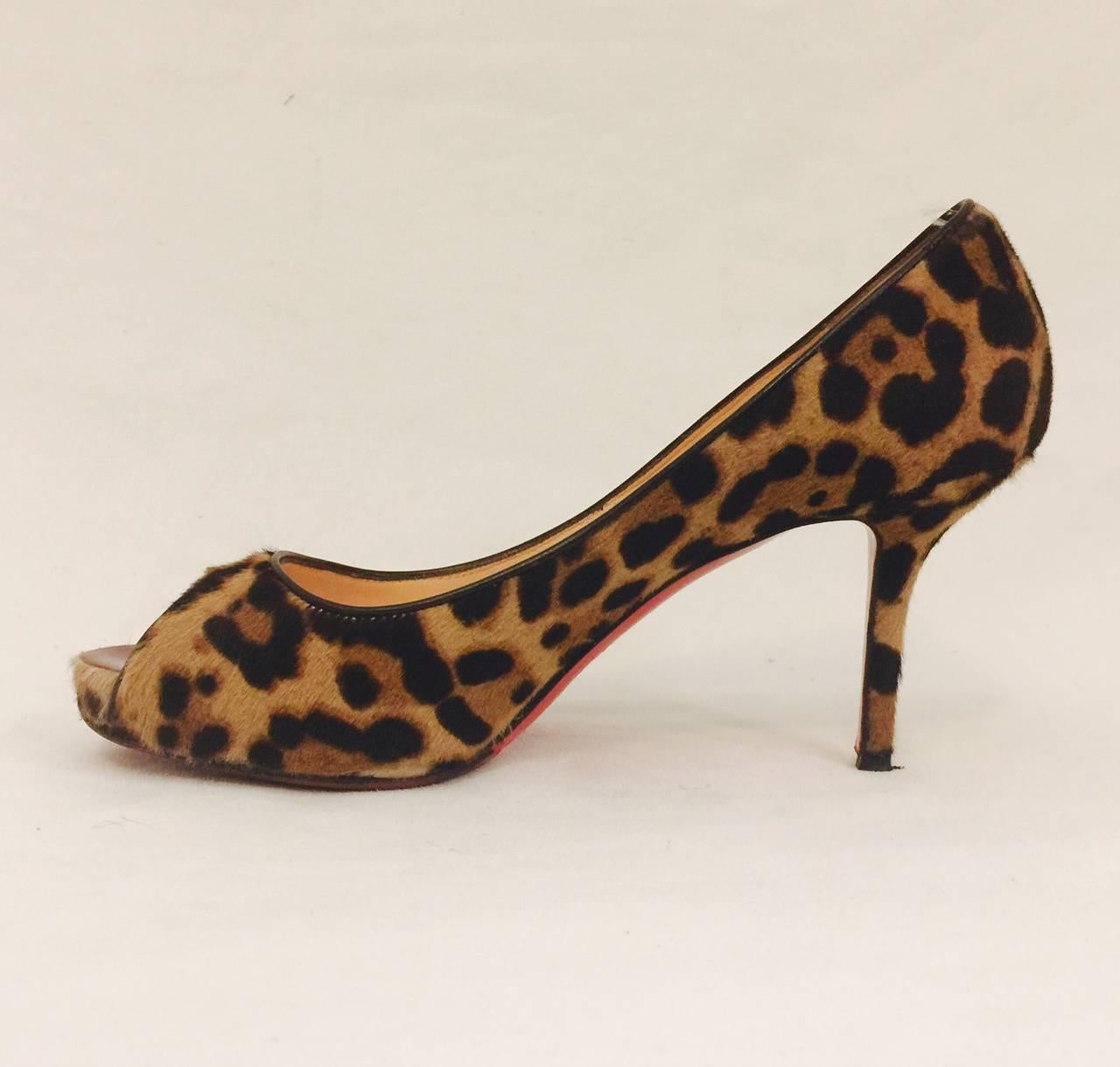 Luxurious Louboutin Printed Pony Hair & Peep Toe Heels Sexy and Glamorous In Excellent Condition In Palm Beach, FL
