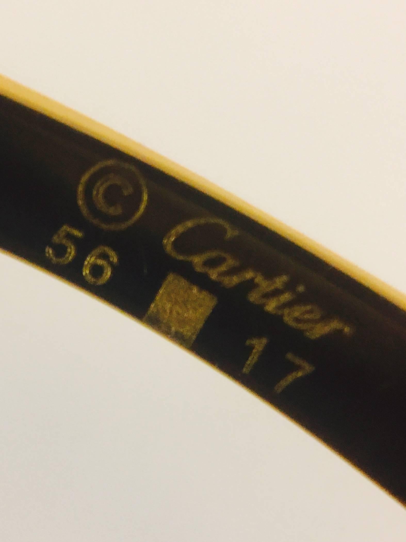  Coveted and Current Cartier Vintage Monceau Sunglasses 18K Gold & Wood For Sale 5