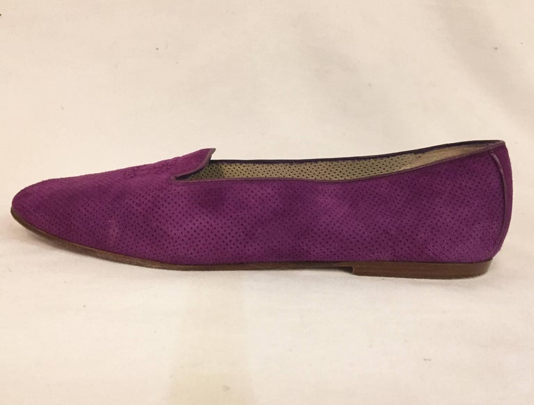 Compelling Chanel Violet Suede Loafers With Small CC on Top For Sale at ...