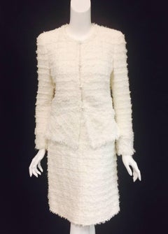 Cherished Chanel Fantasy Tweed Boucle Winter White Suit