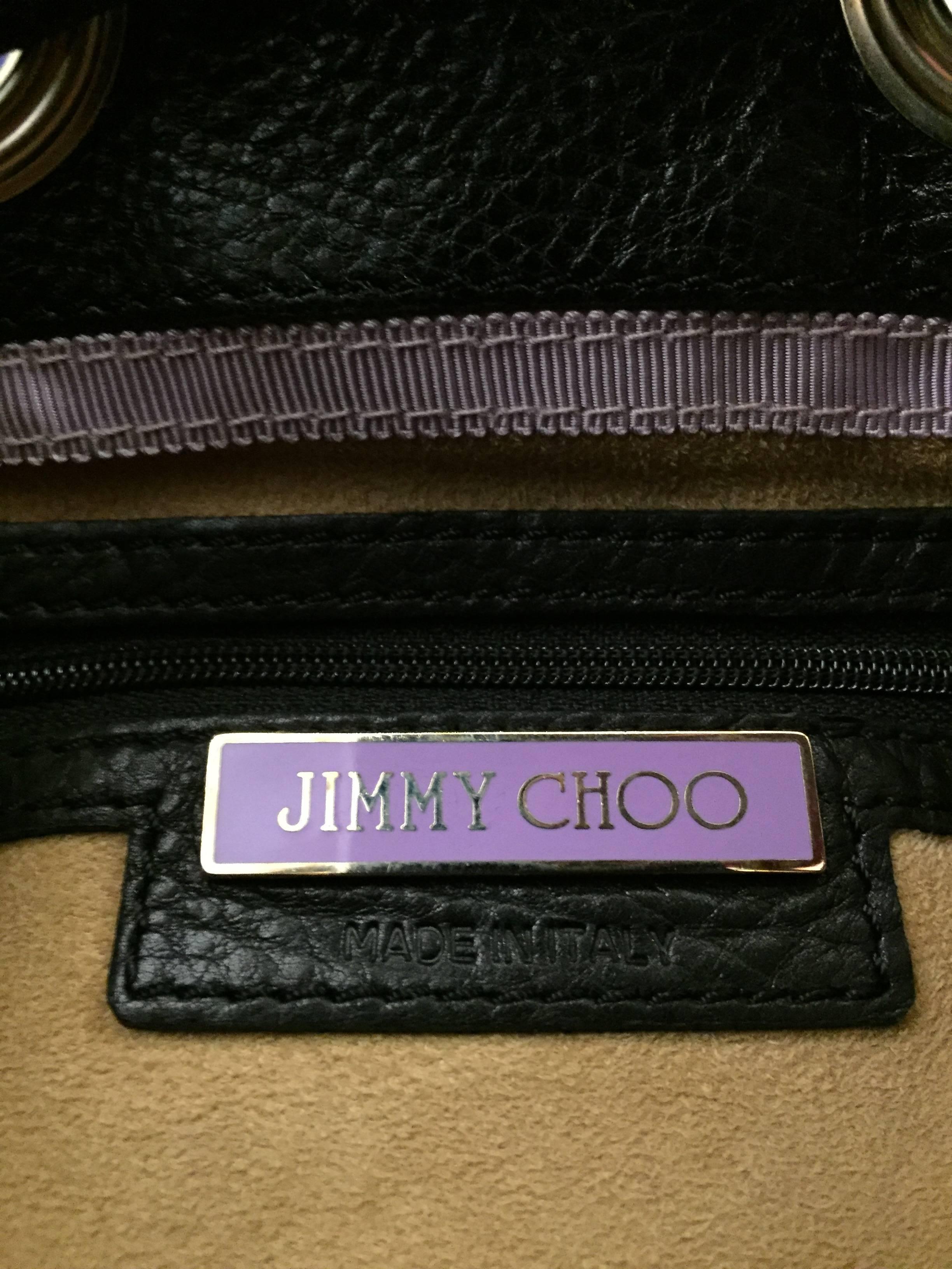 Jimmy Choo Black Leather Gathered Shoulder Bucket Bag With Grommets For Sale 3