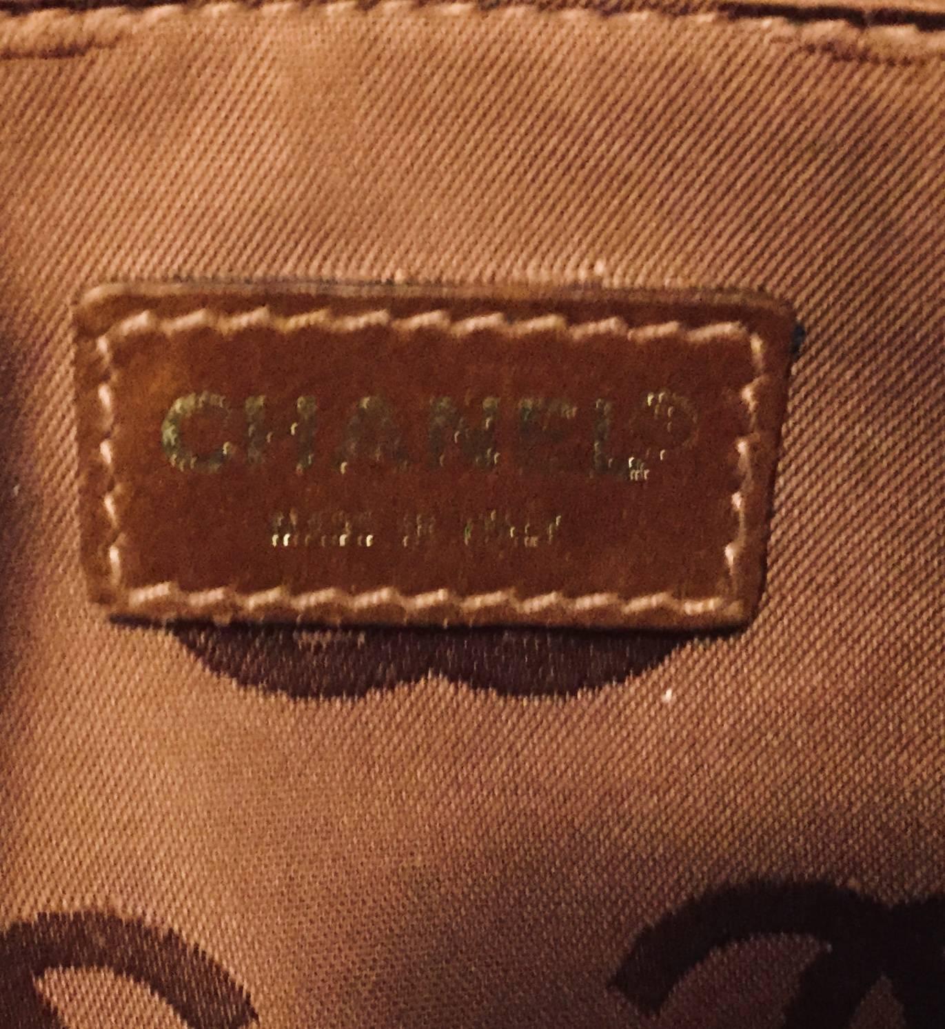 Chanel Lambskin Leather Brown Wild Contrasting Beige Stitching W/ 2 Flat Straps  2