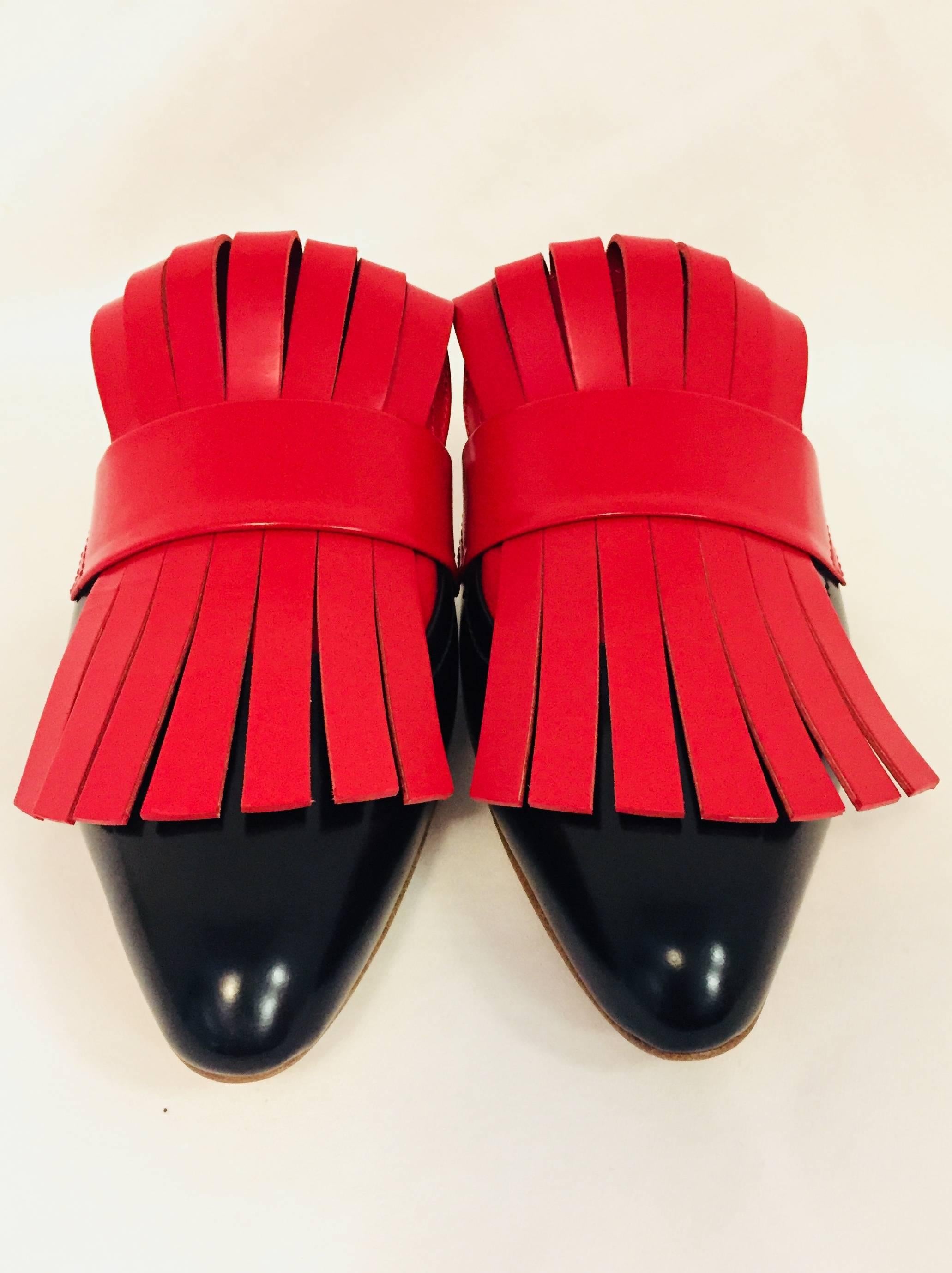 Women's Marvelous Marni Black & Red Leather Flat Slippers
