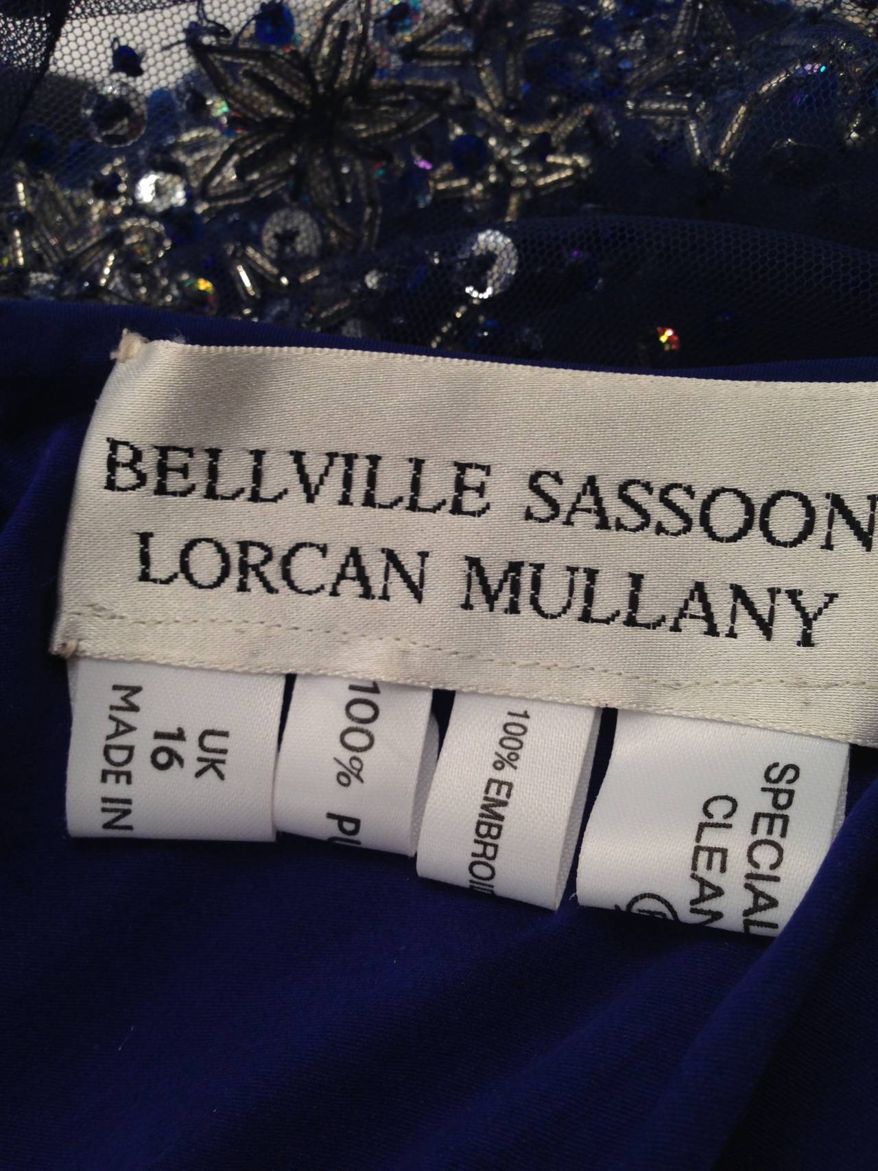 Bellville Sassoon Embellished Midnight Blue Tulle & Silk Star Studded Gown For Sale 2