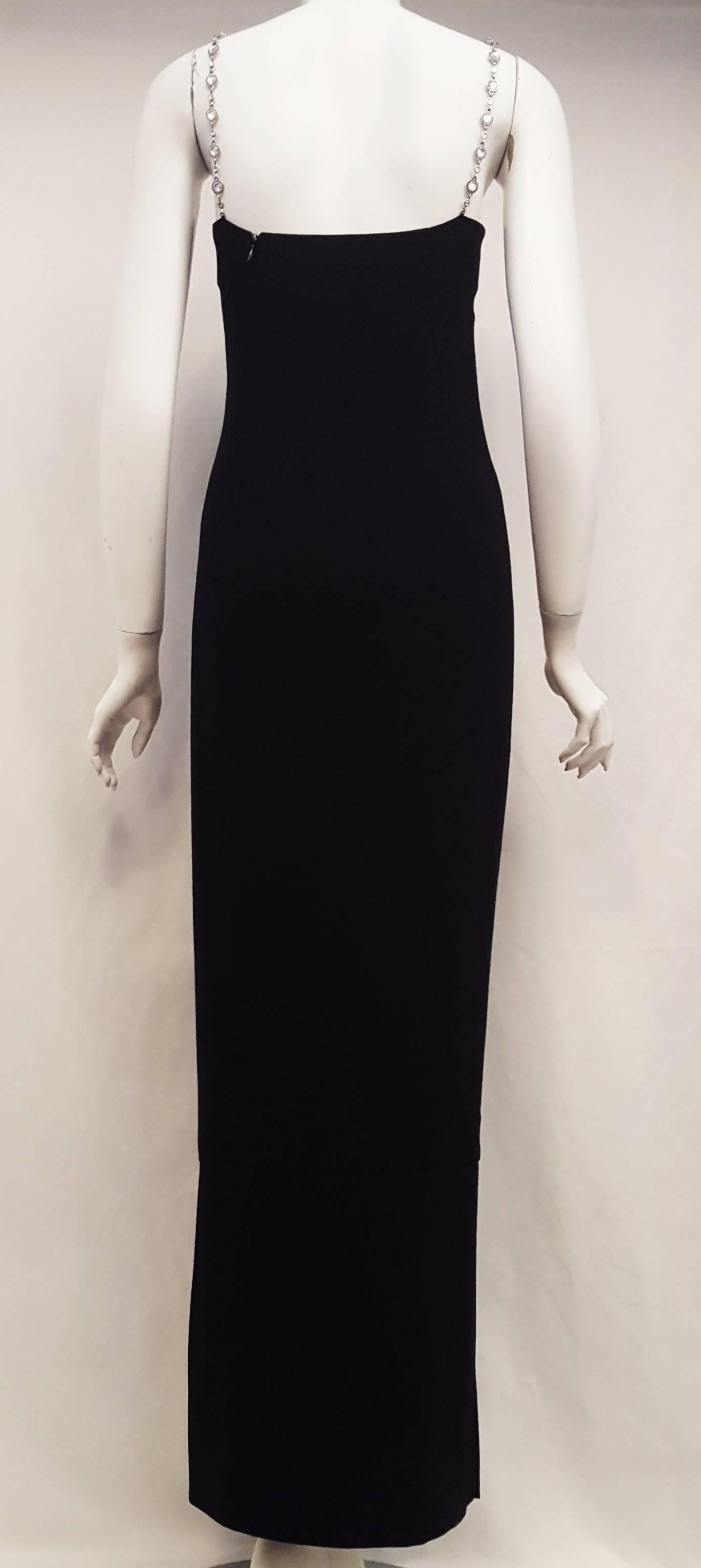 Women's Chanel Long Dress with Black Crystal Gripoix Straps   For Sale