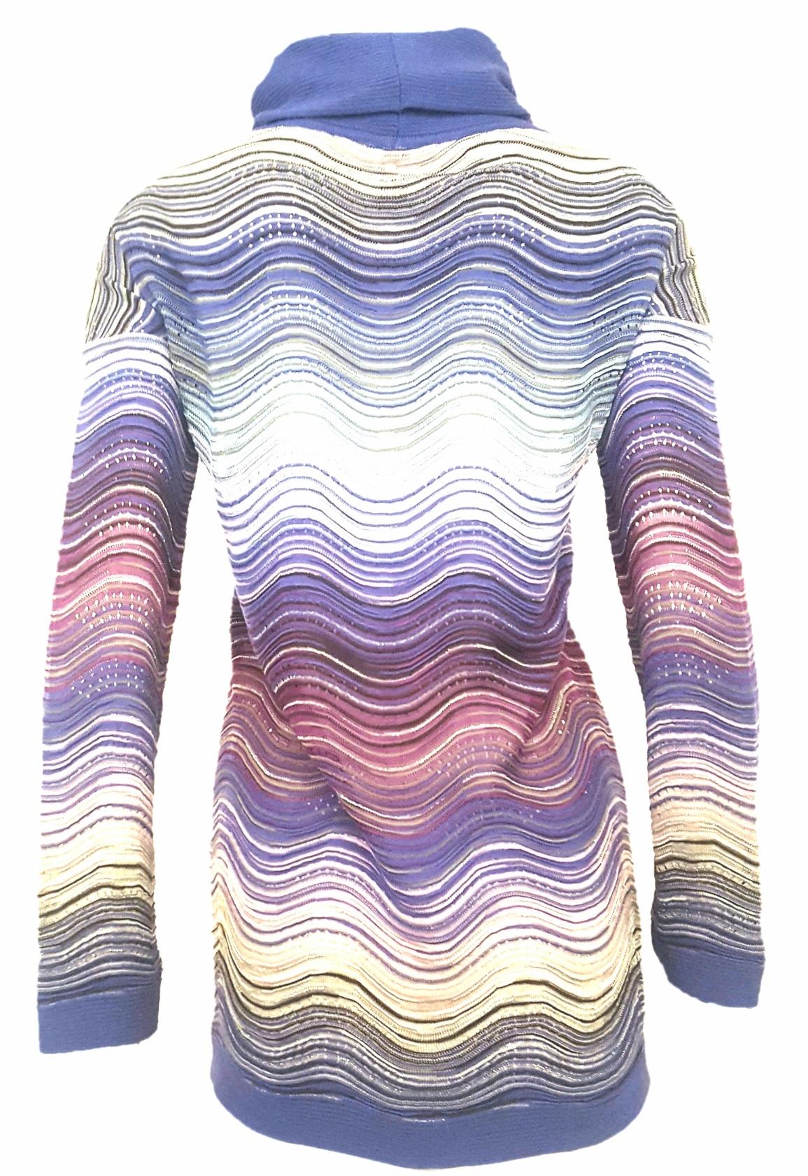 Gray Missoni Multi Color Metallic Wave Design Turtleneck Sweater For Sale