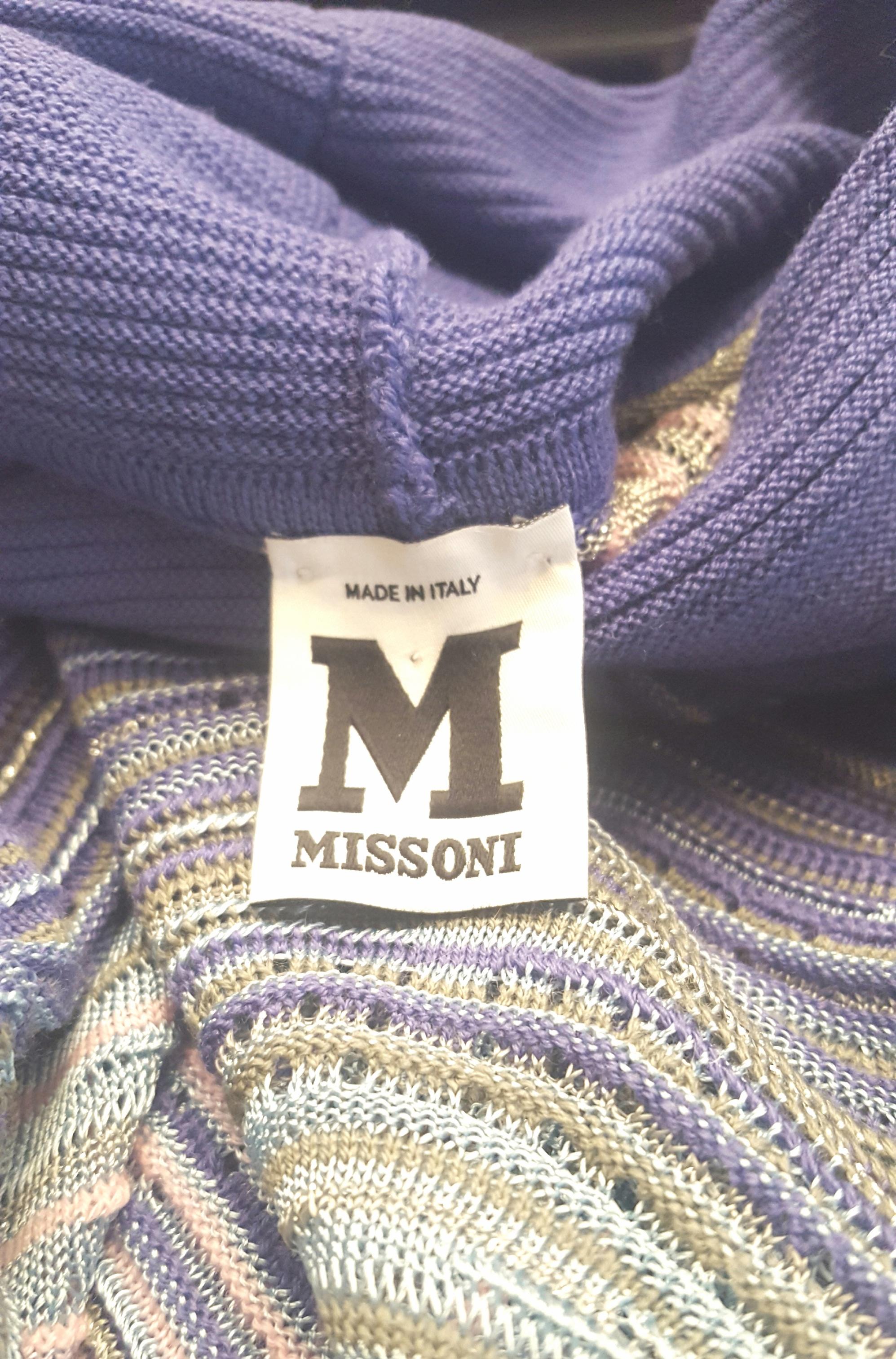 Women's Missoni Multi Color Metallic Wave Design Turtleneck Sweater For Sale