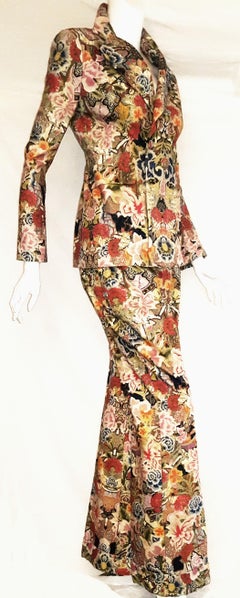 Amazing  Runway Alexander McQueen Floral Multi Color 2 Piece Pant Suit