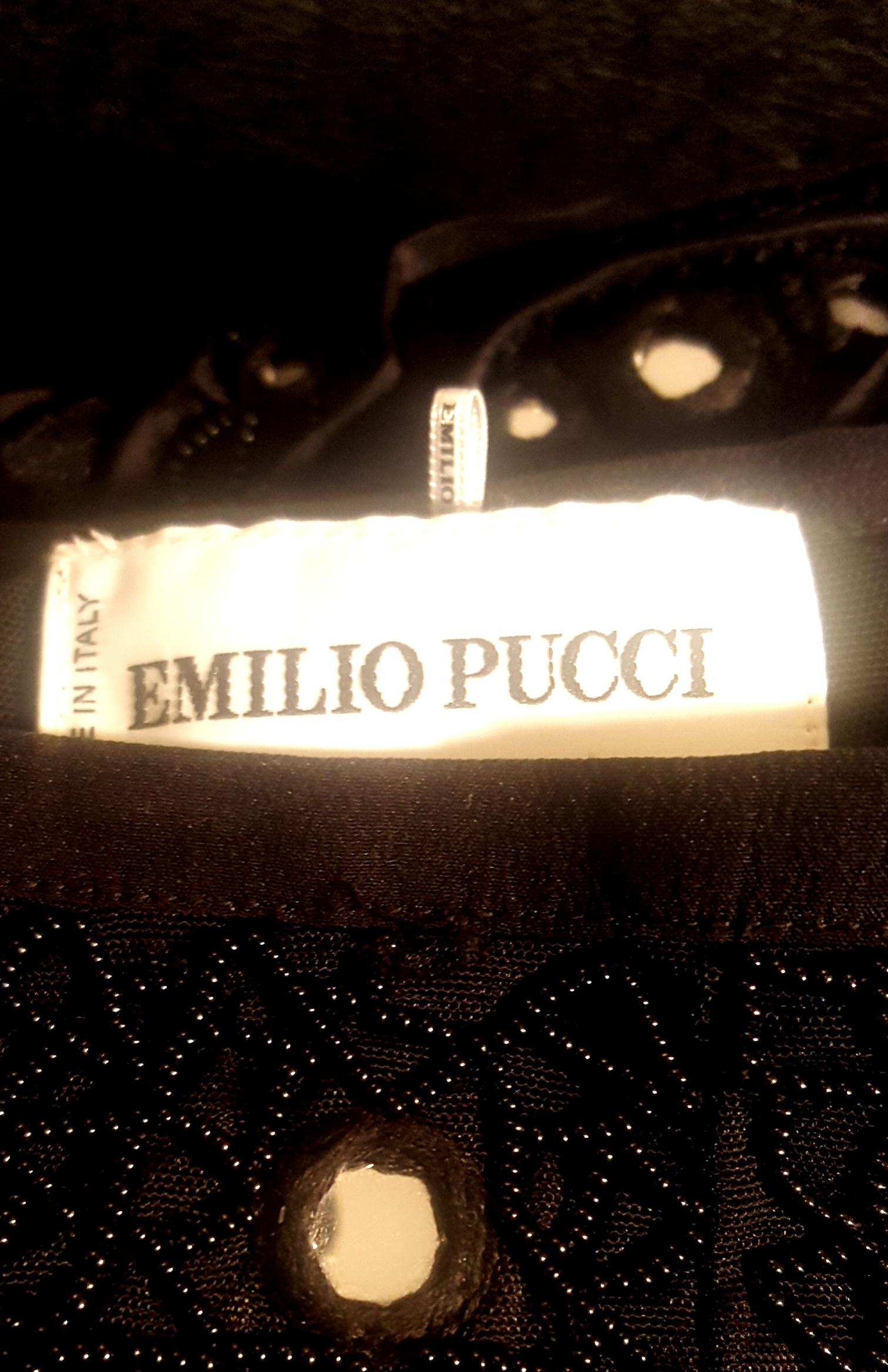 Emilio Pucci Black Mirrored, Embroidered & Beaded Flared Silk Blend 2011 Slacks  1