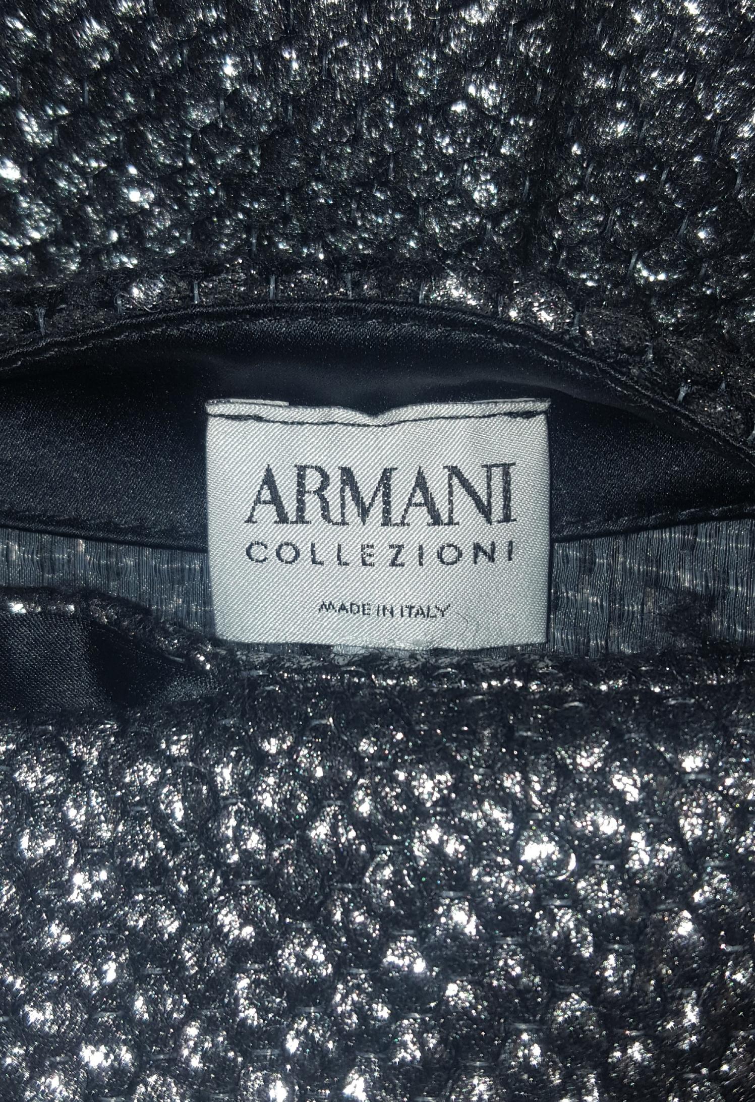 Women's Armani Collezioni Pewter Tone Glimmer Brocade With Turn Up Cuffs Size 8 US For Sale